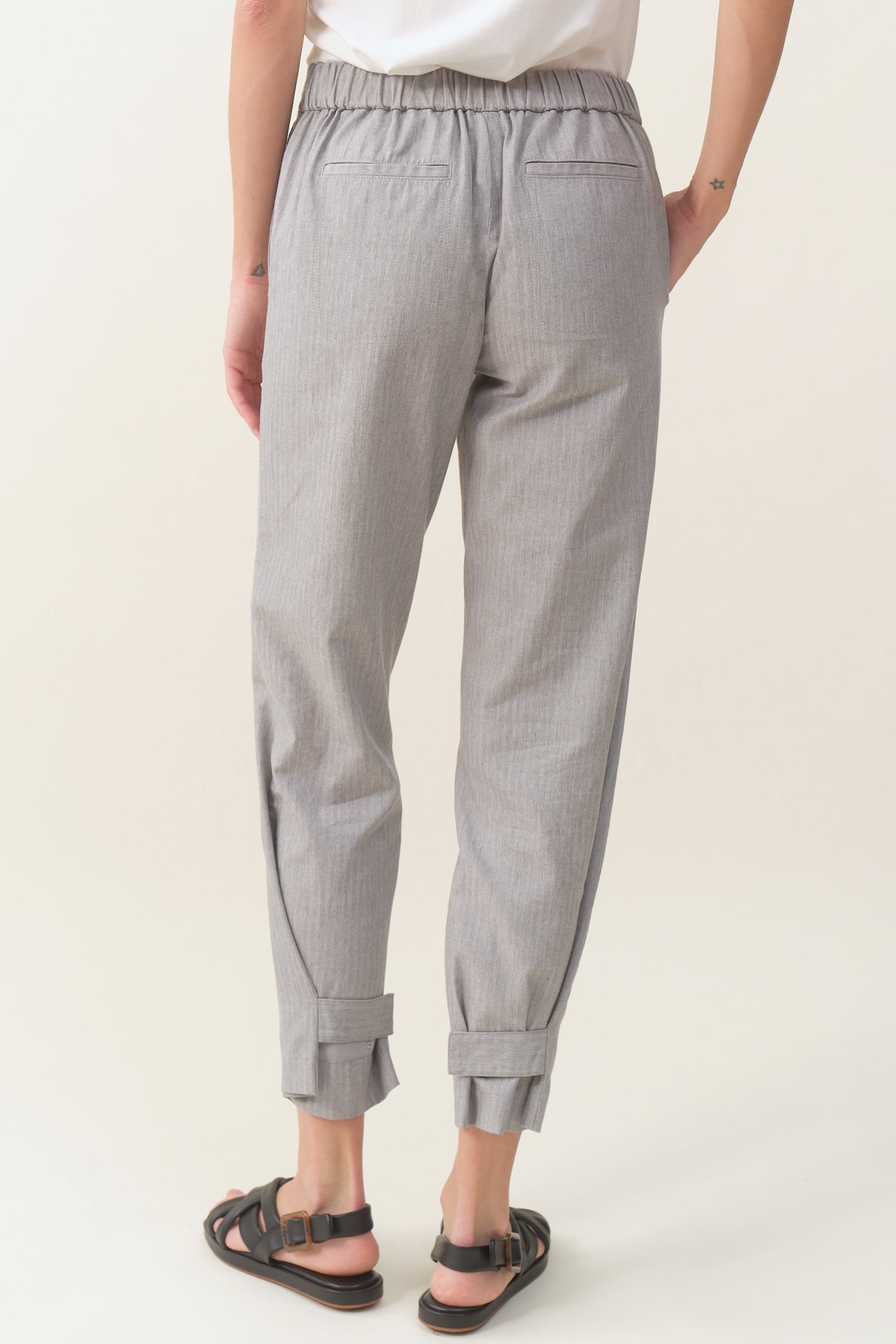 Convertible Crop Pant - Grey Herringbone