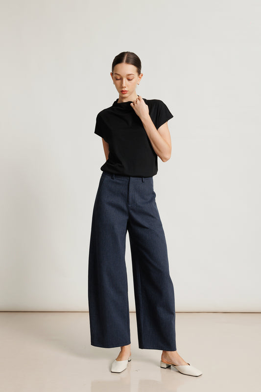 High-waist Cotton Barrel Pant - High Tide