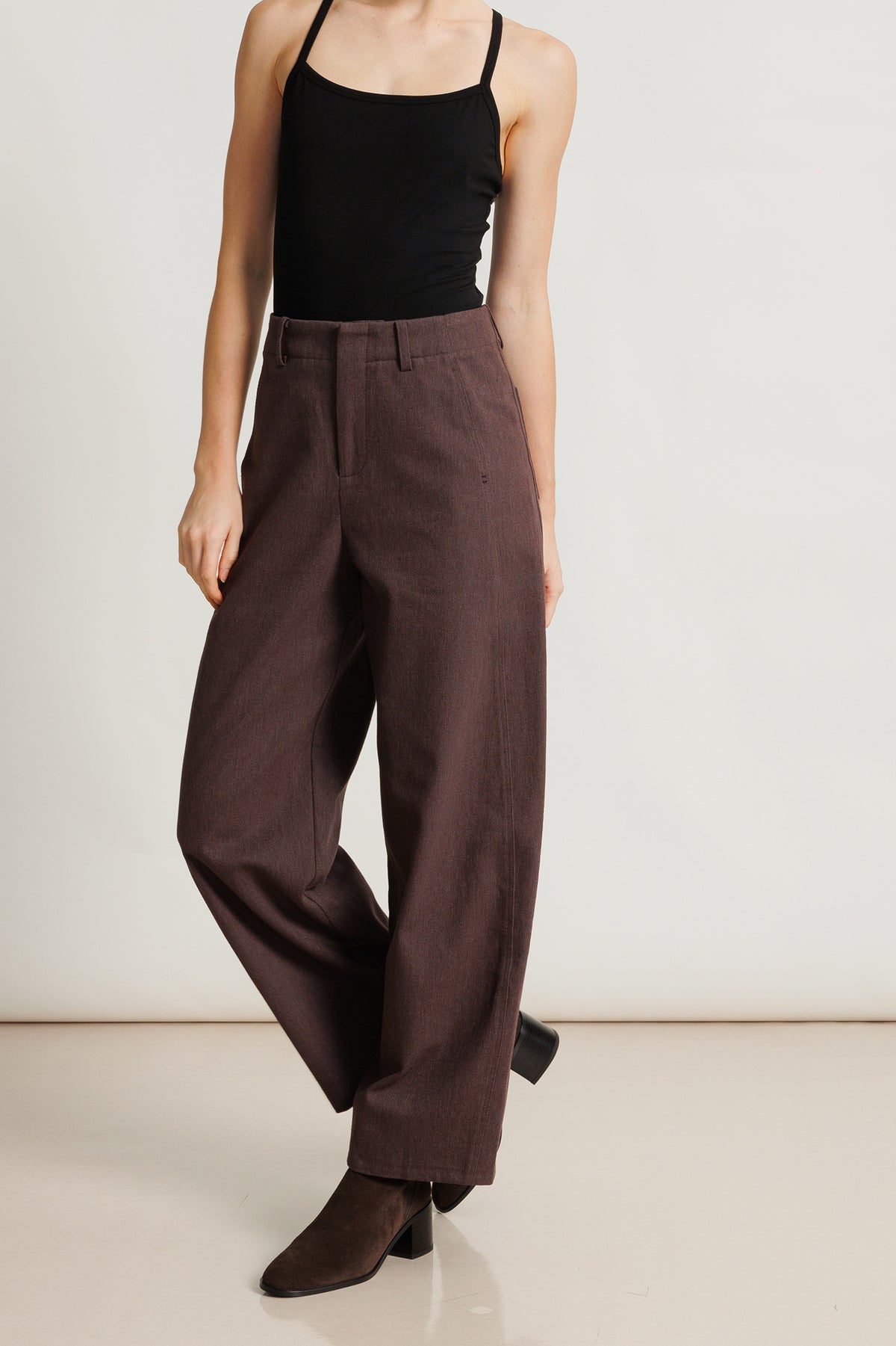 High-waist Cotton Barrel Pant - Rosewood