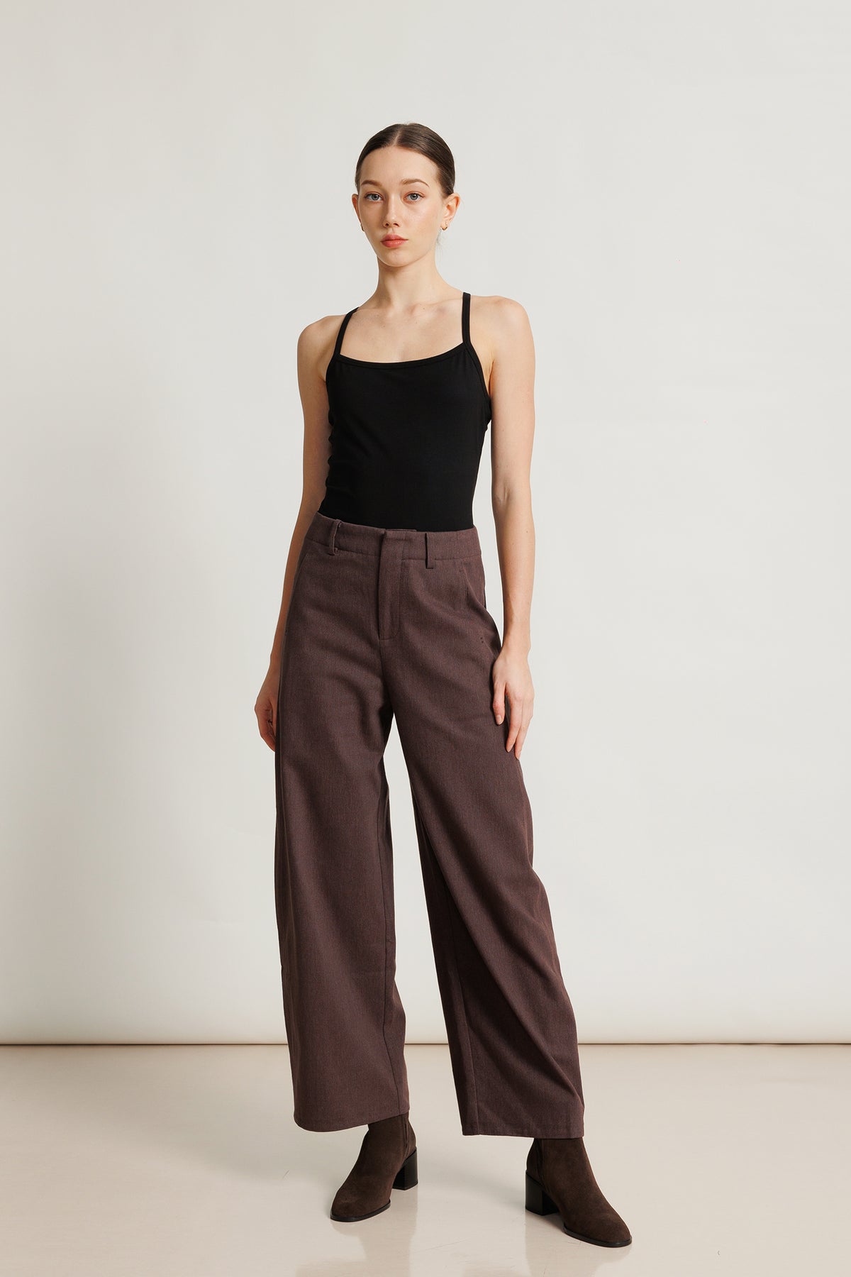 High-waist Cotton Barrel Pant - Rosewood