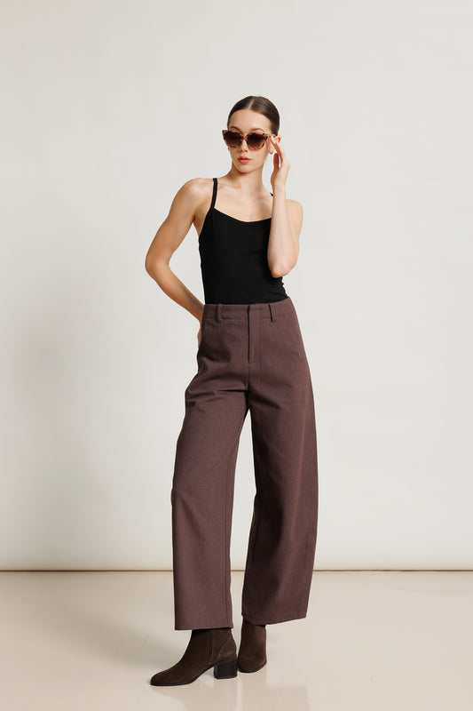 High-waist Cotton Barrel Pant - Rosewood