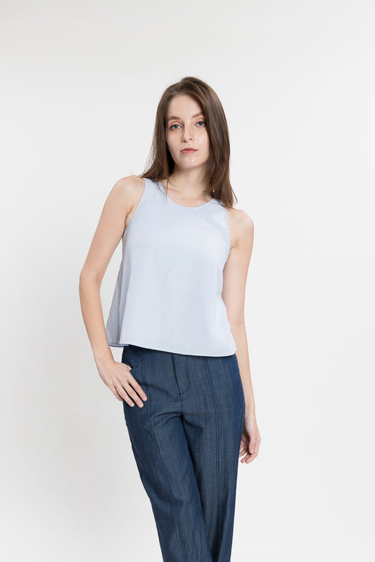 Cutout Tencel Top - Airy Blue
