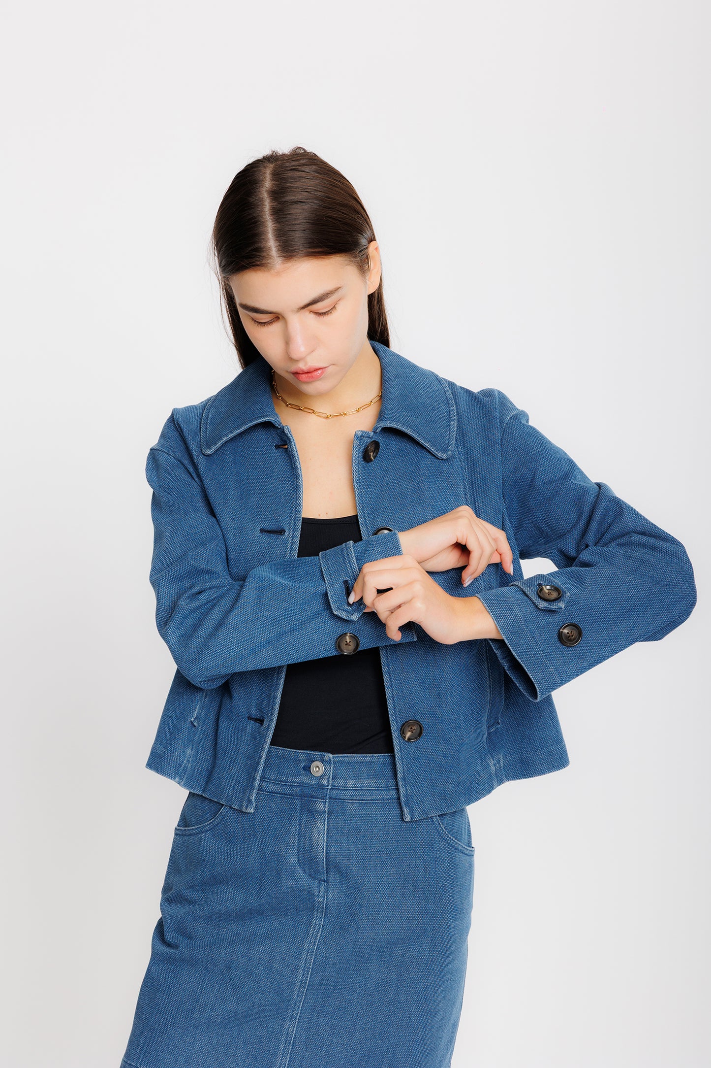 Denim Dobby Swing Jacket - Coast