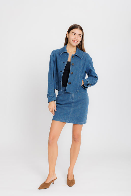 Denim Dobby Swing Jacket - Coast