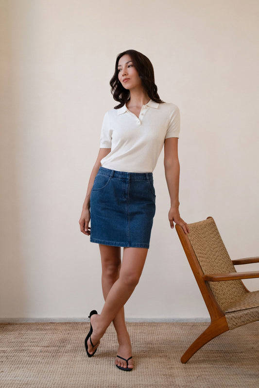 Denim Dobby Miniskirt - Coast