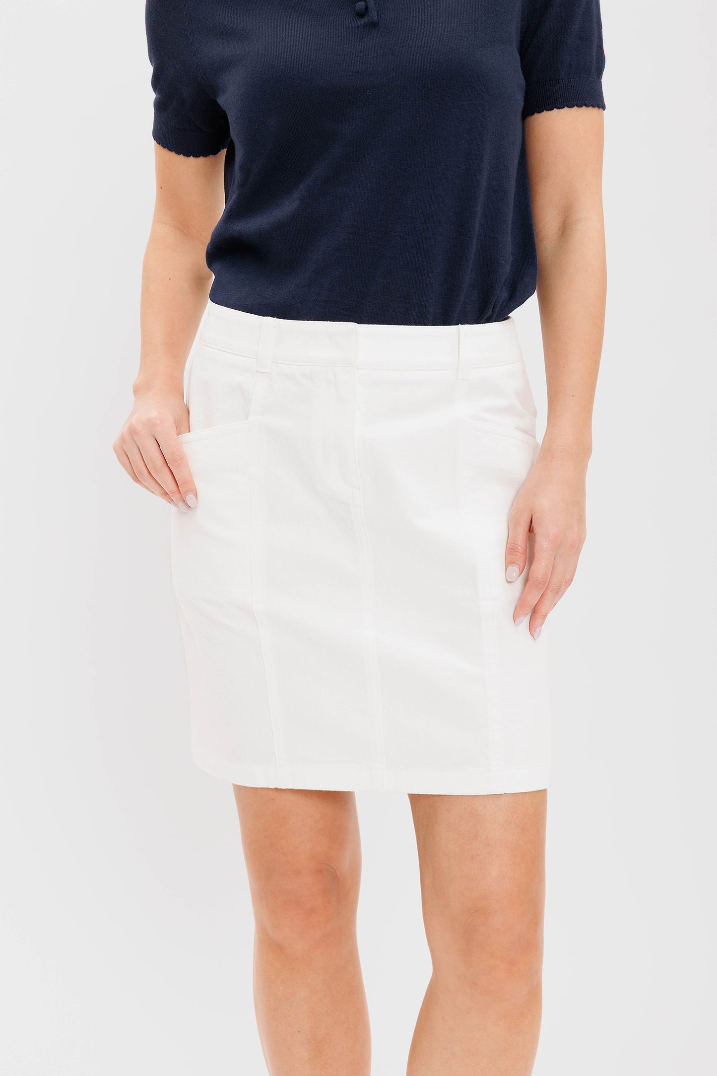 Cotton Denim Miniskirt - Eggshell