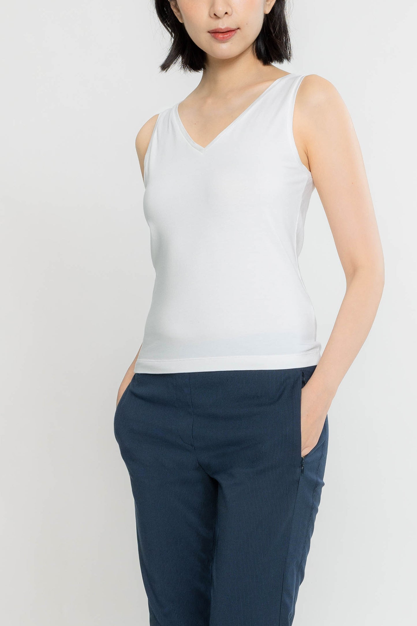 Double-V Jersey Tank - Vanilla