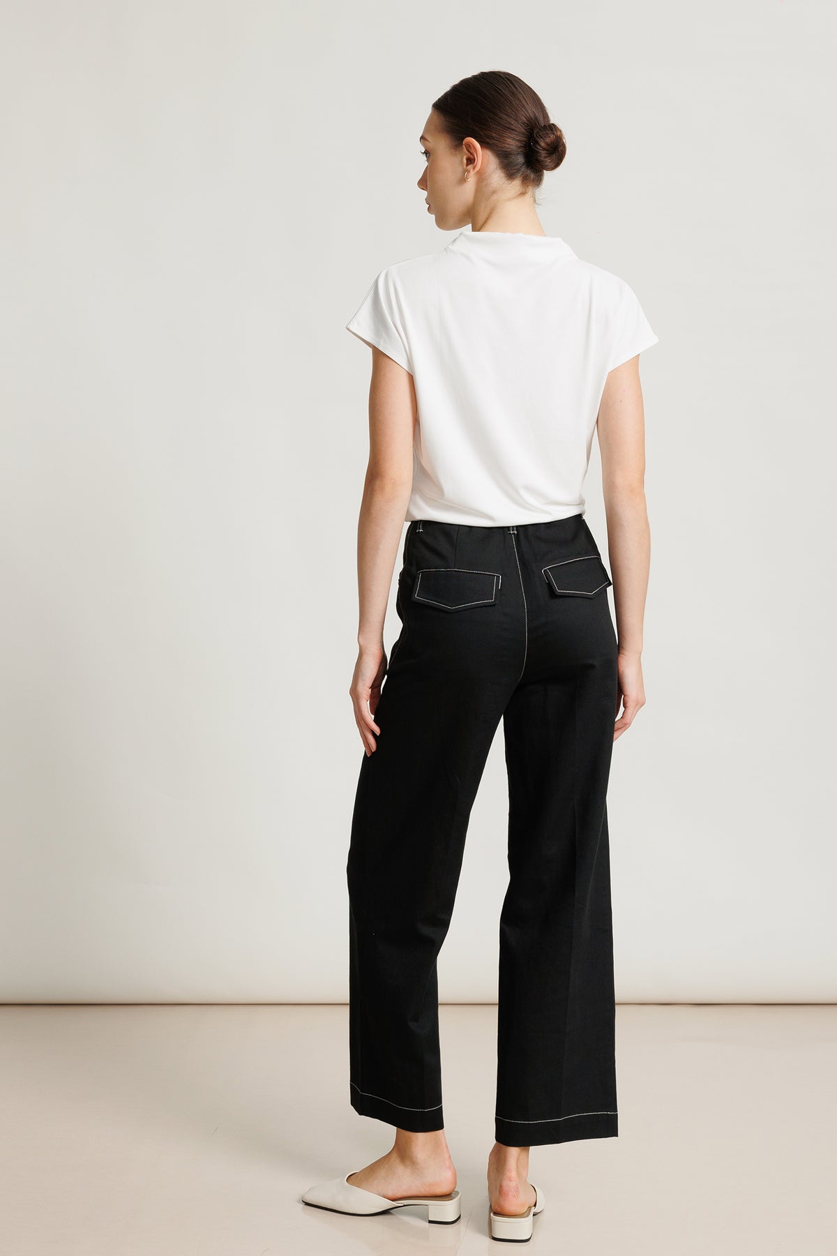 Draped Jersey Blouson Top - Vanilla