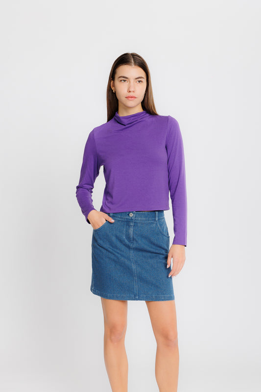 Long-sleeve Draped Tee -  Deep Purple