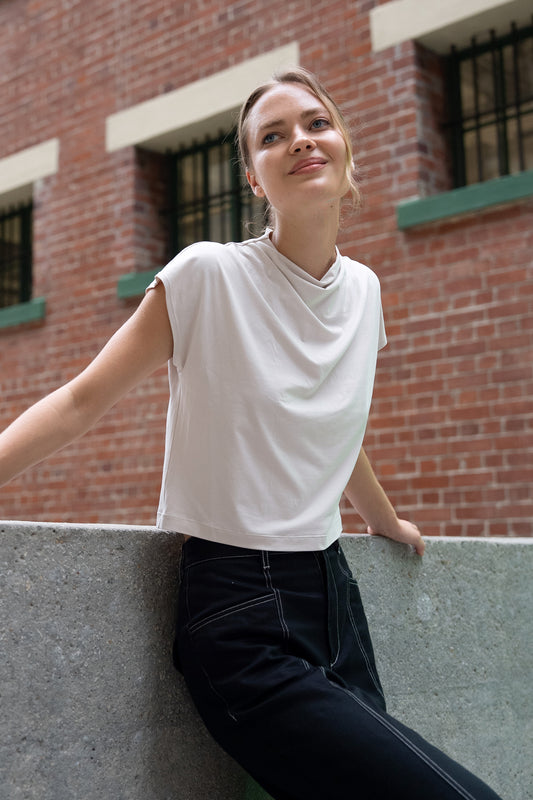 Draped Jersey Tee - Biscuit