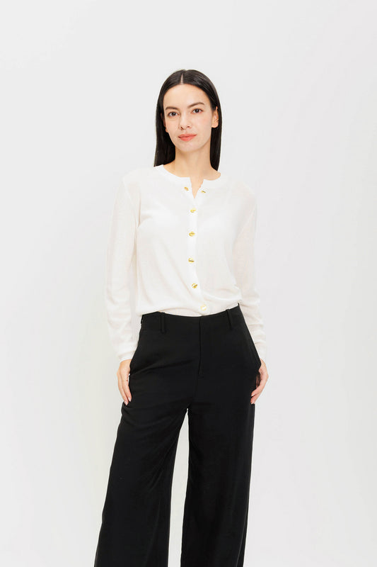 Embellished Wool Cardigan - Cream