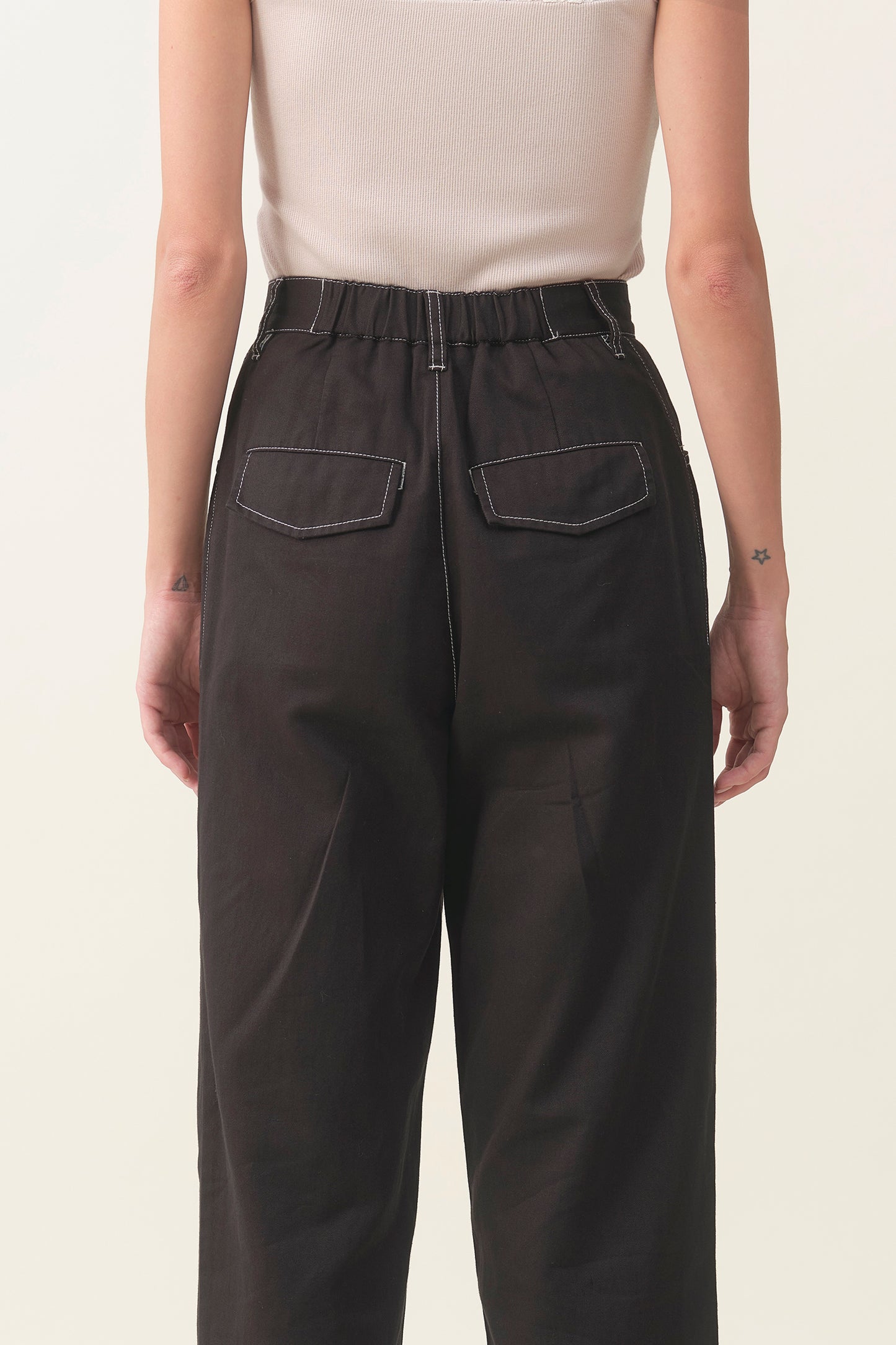 High-waist Linen Wide Pant - Black
