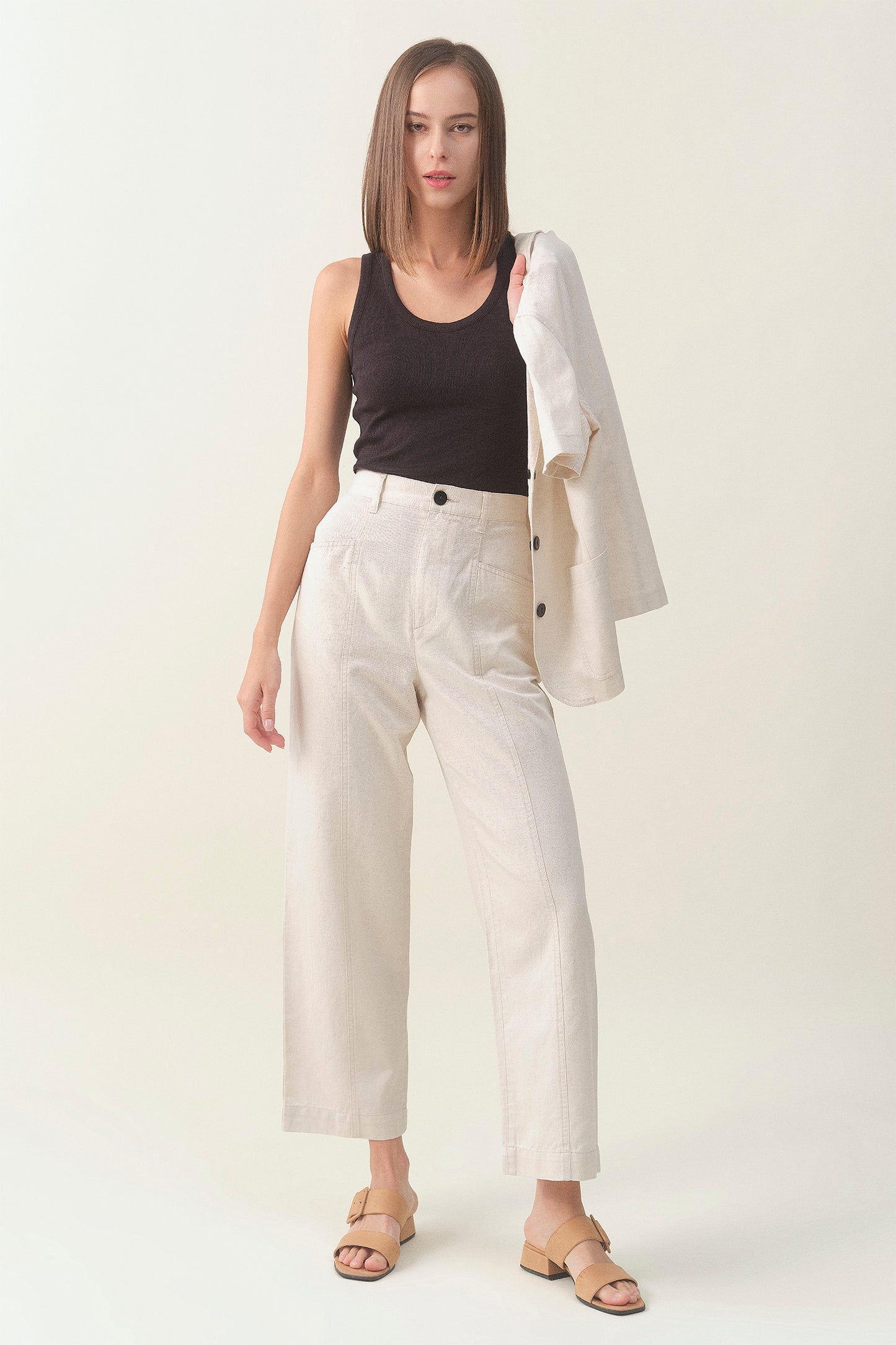 High-waist Linen Wide Pant - Raw