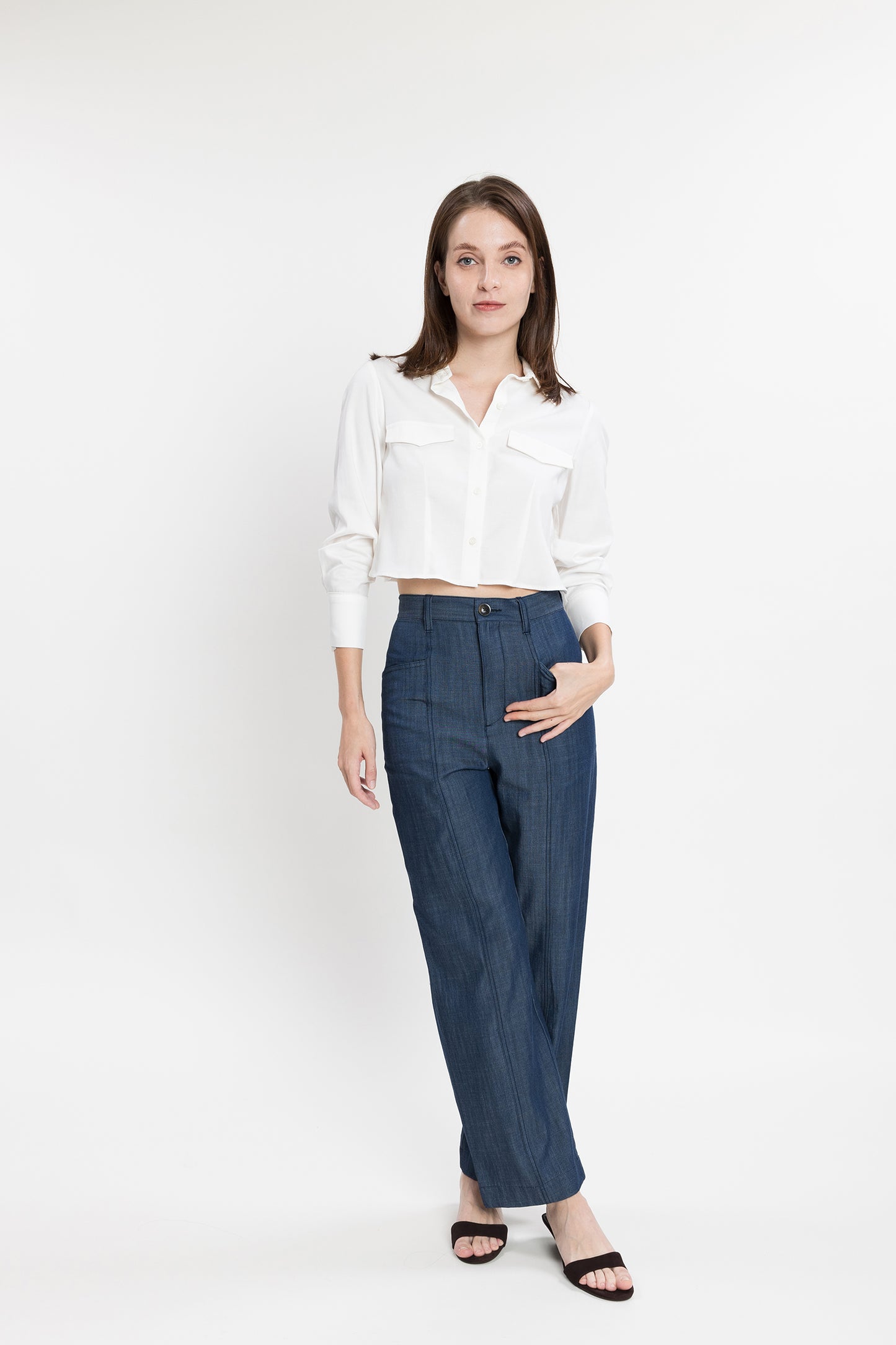 High-waist Denim Wide Pant - Indigo