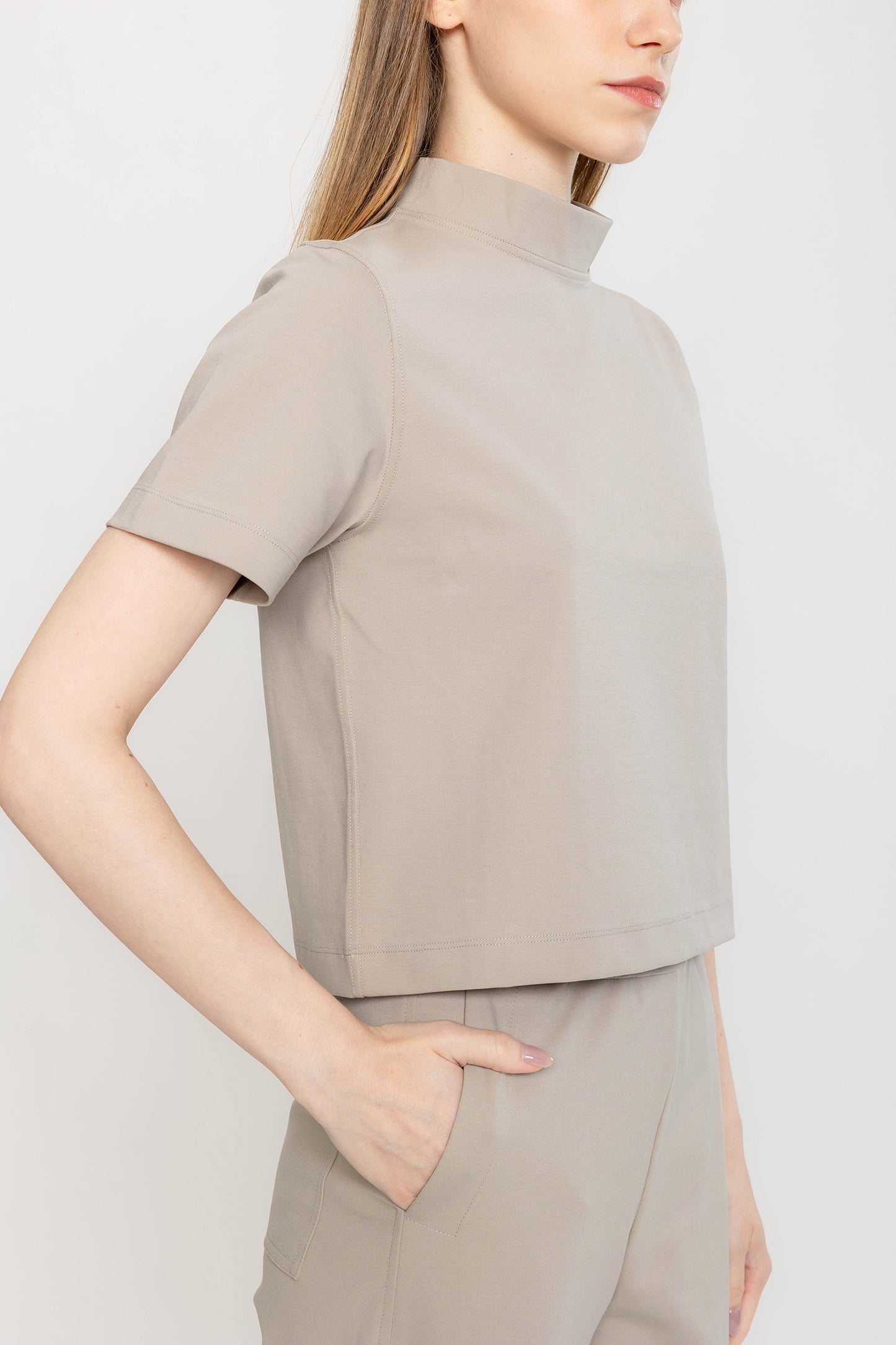 Mockneck Ponte Boxy Top - Clay