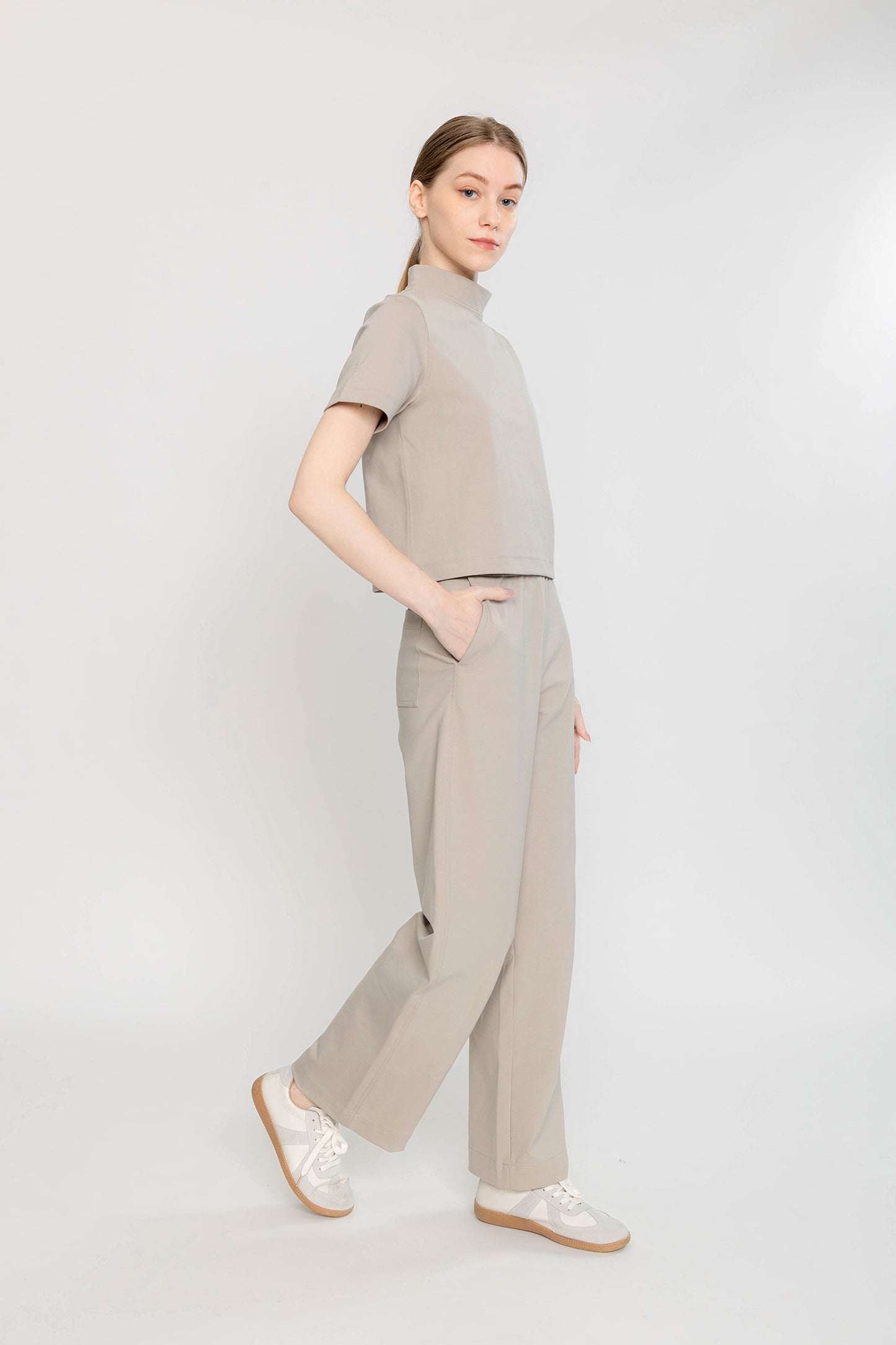 Mockneck Ponte Boxy Top - Clay
