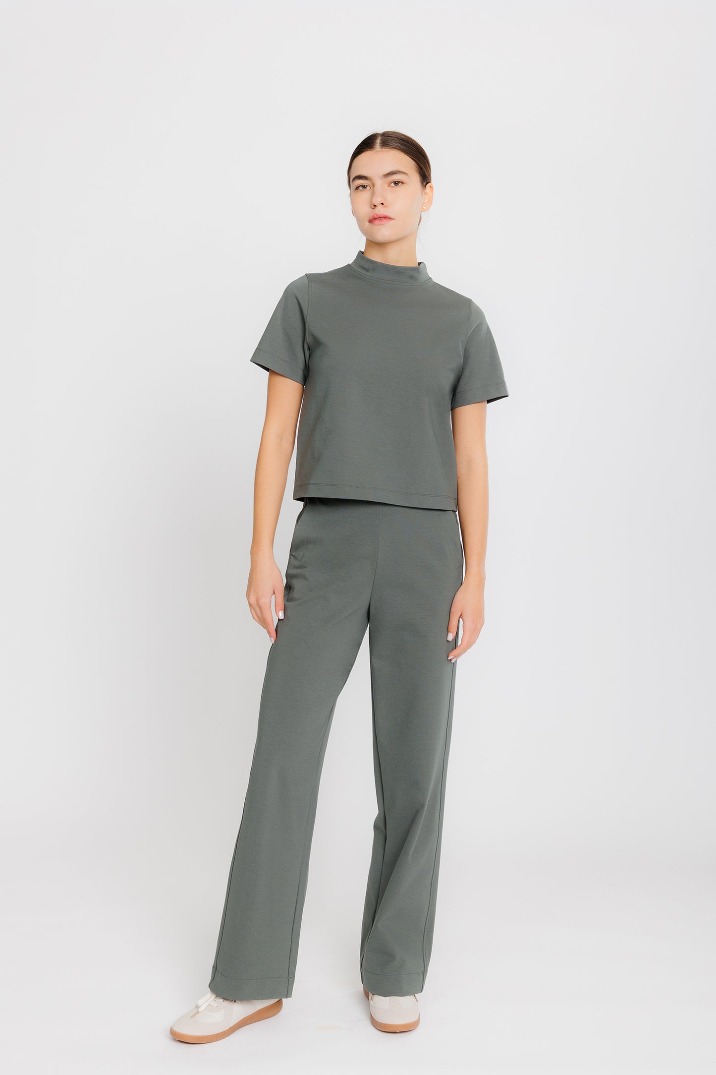 Pull-on Ponte Wide Pant -  Sage