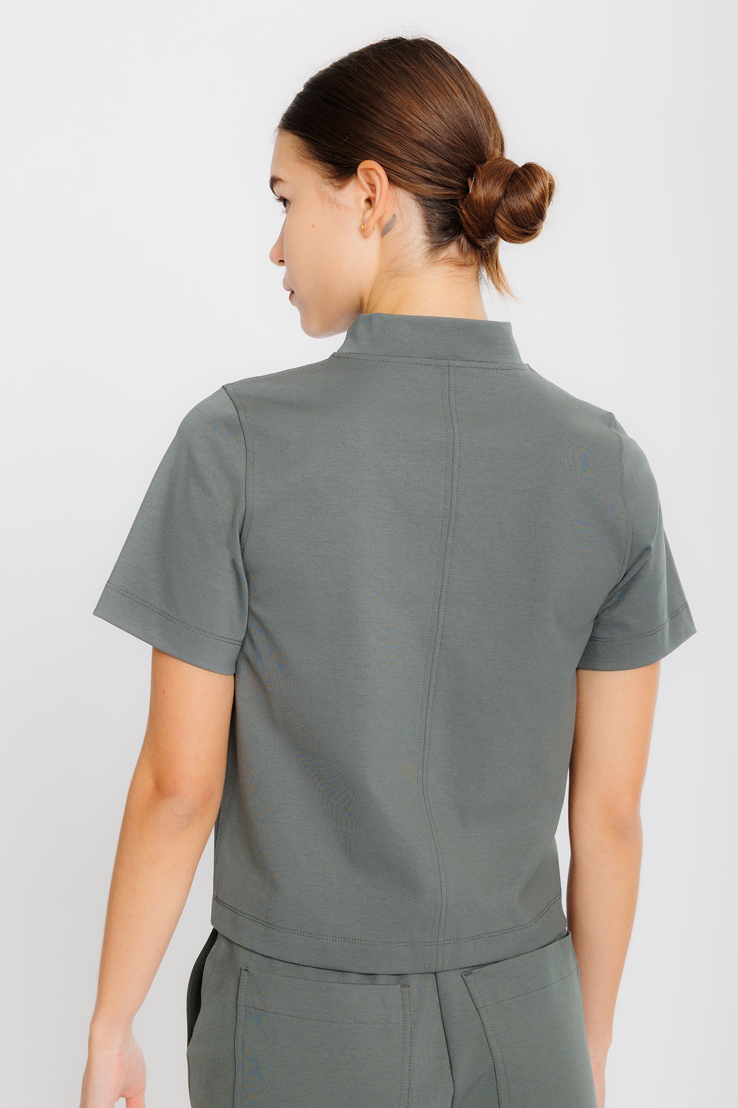 Mockneck Ponte Boxy Top - Sage