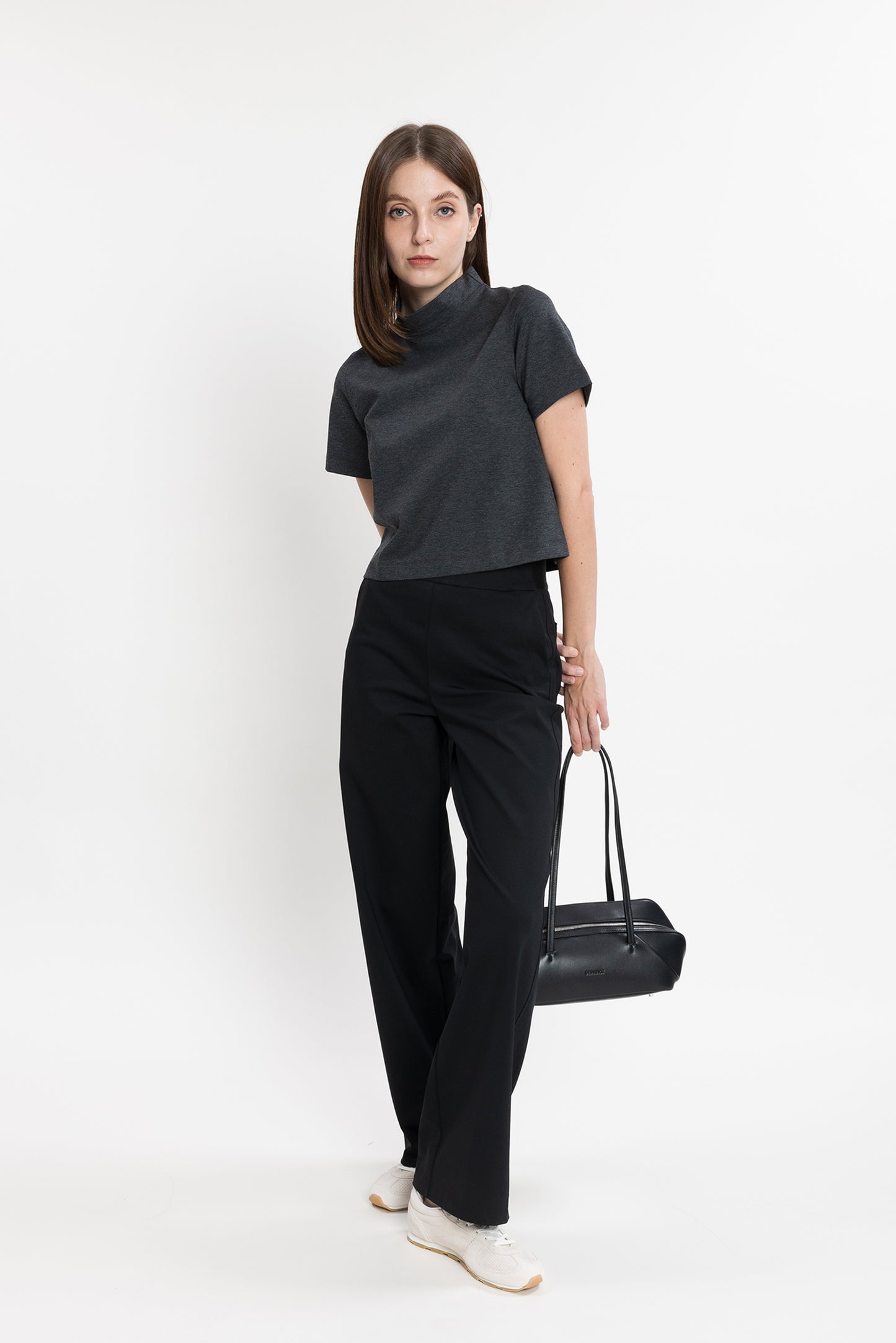Mockneck Ponte Boxy Top - Shadow