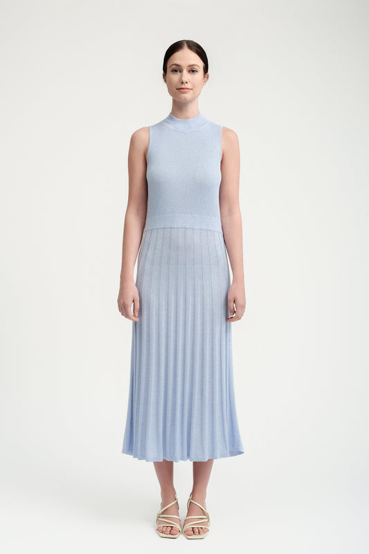 Mockneck Midi Knit Dress - Blue Iris