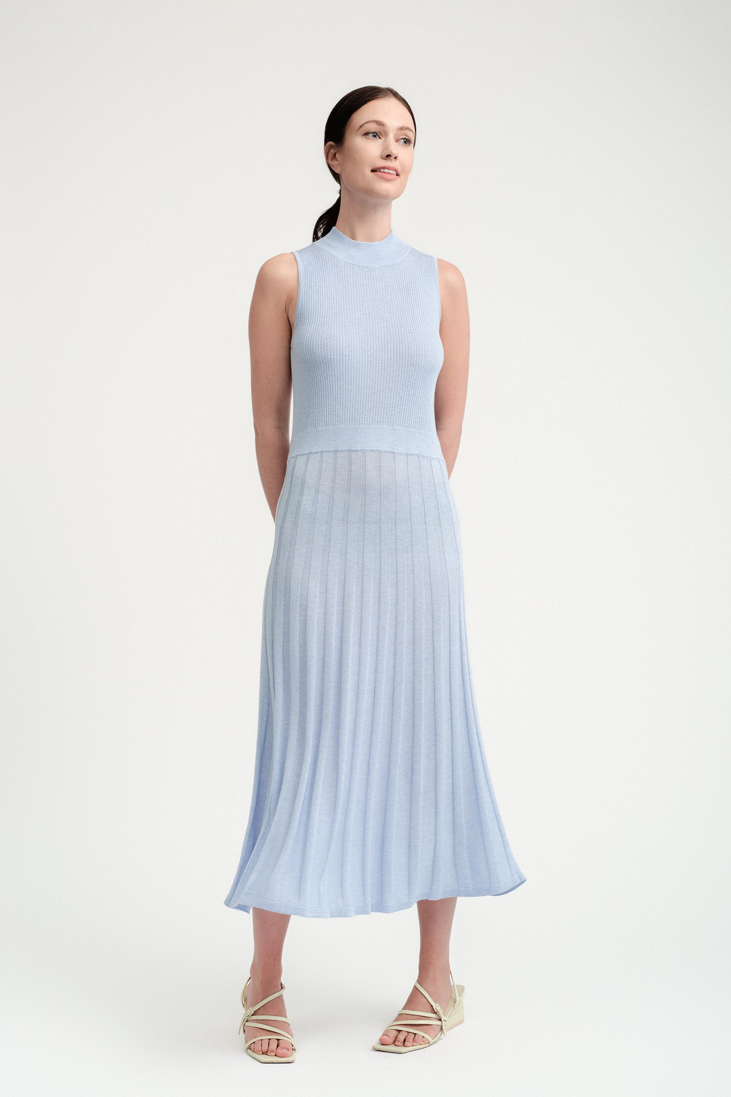 Mockneck Midi Knit Dress - Blue Iris