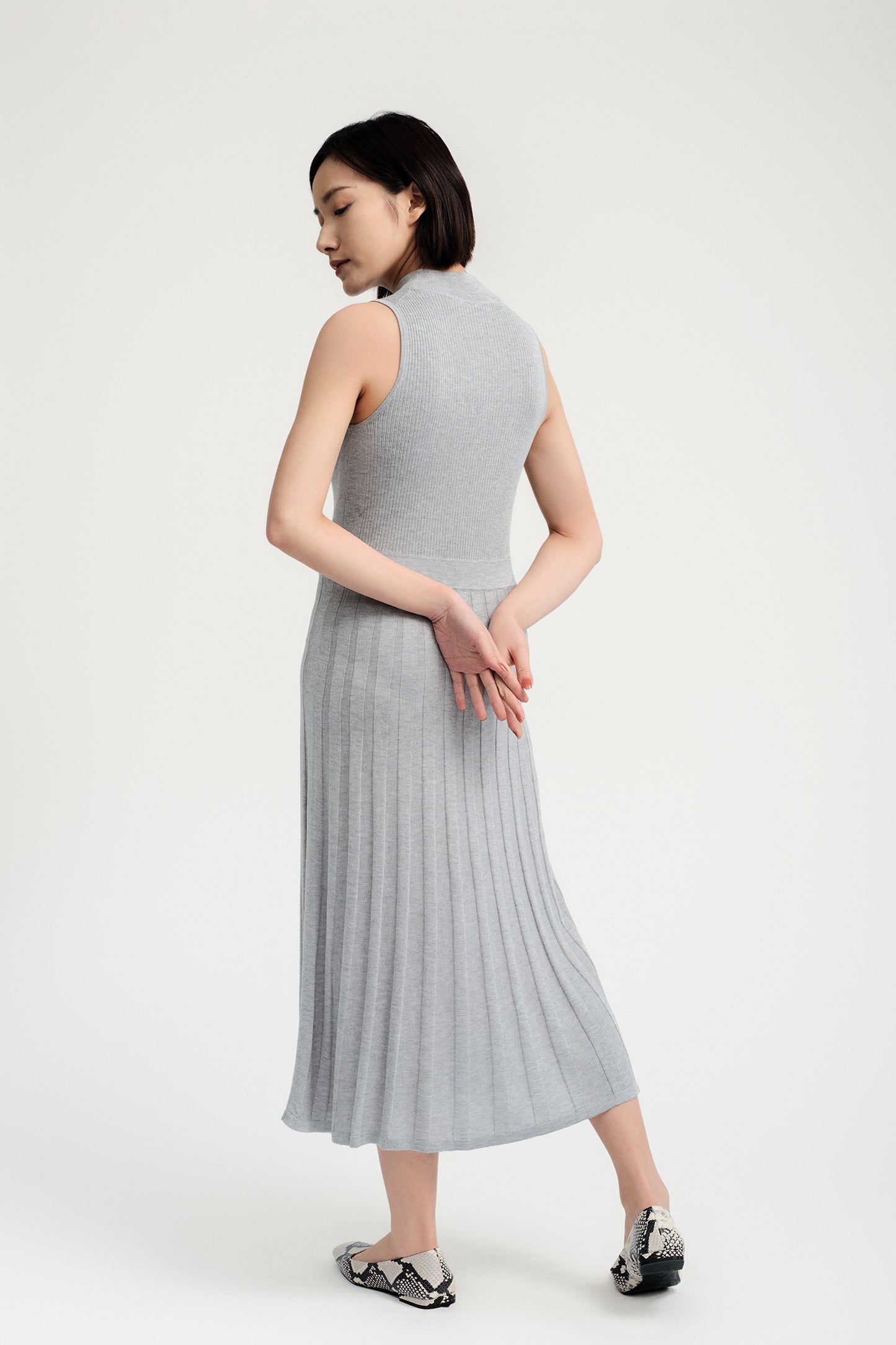 Mockneck Midi Knit Dress - Grey Mist
