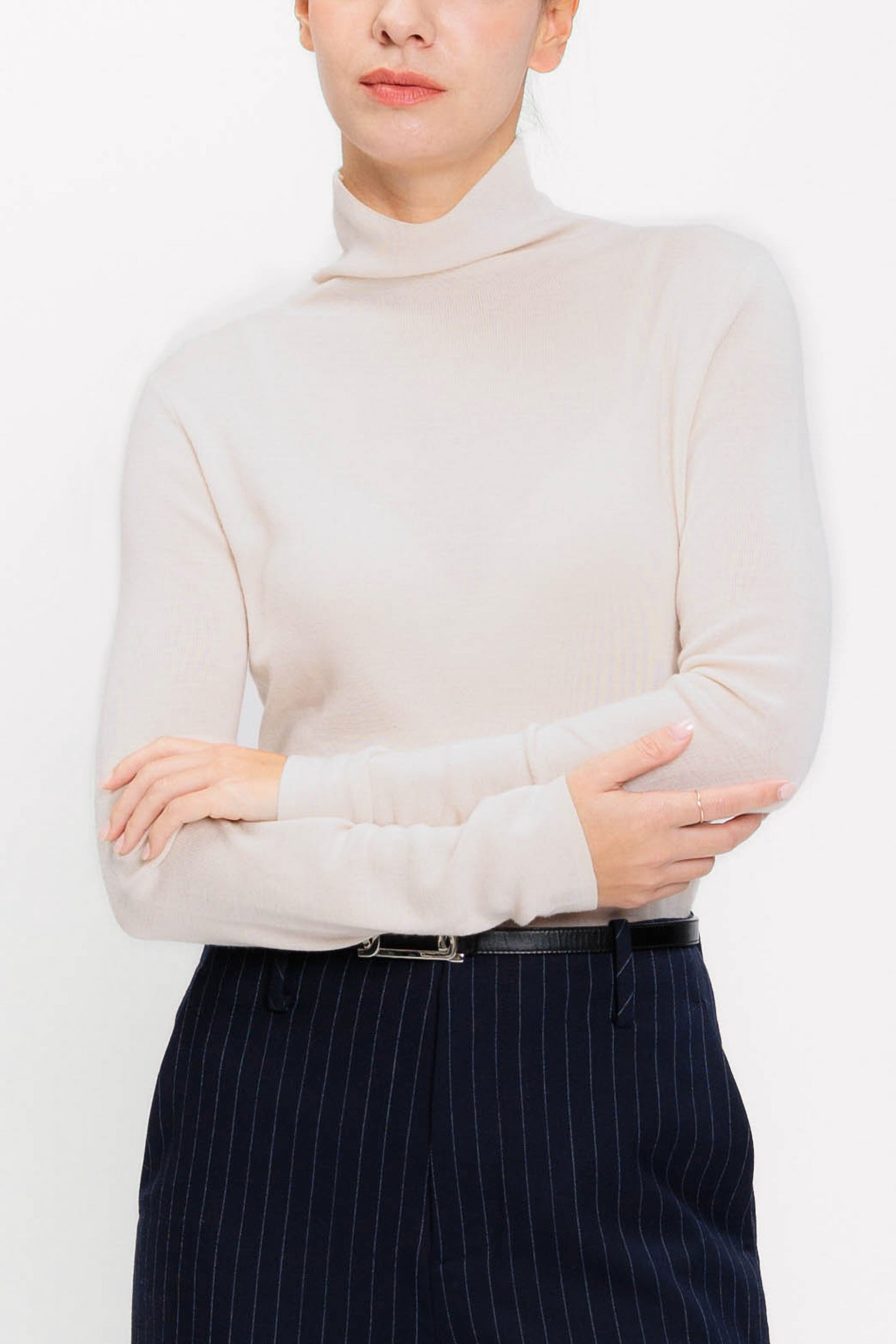 Mockneck Merino Pullover - Biscuit