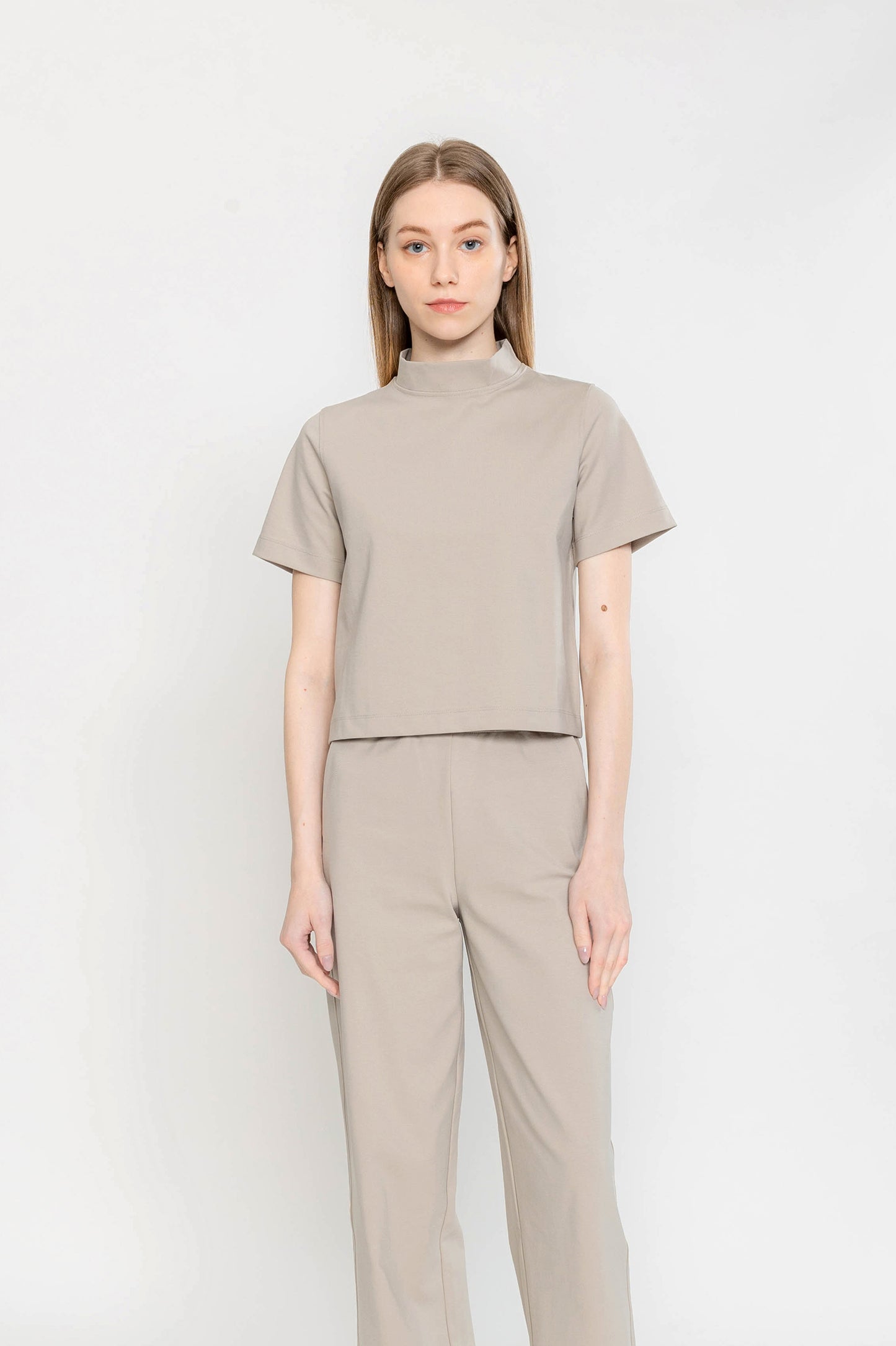 Mockneck Ponte Boxy Top - Clay