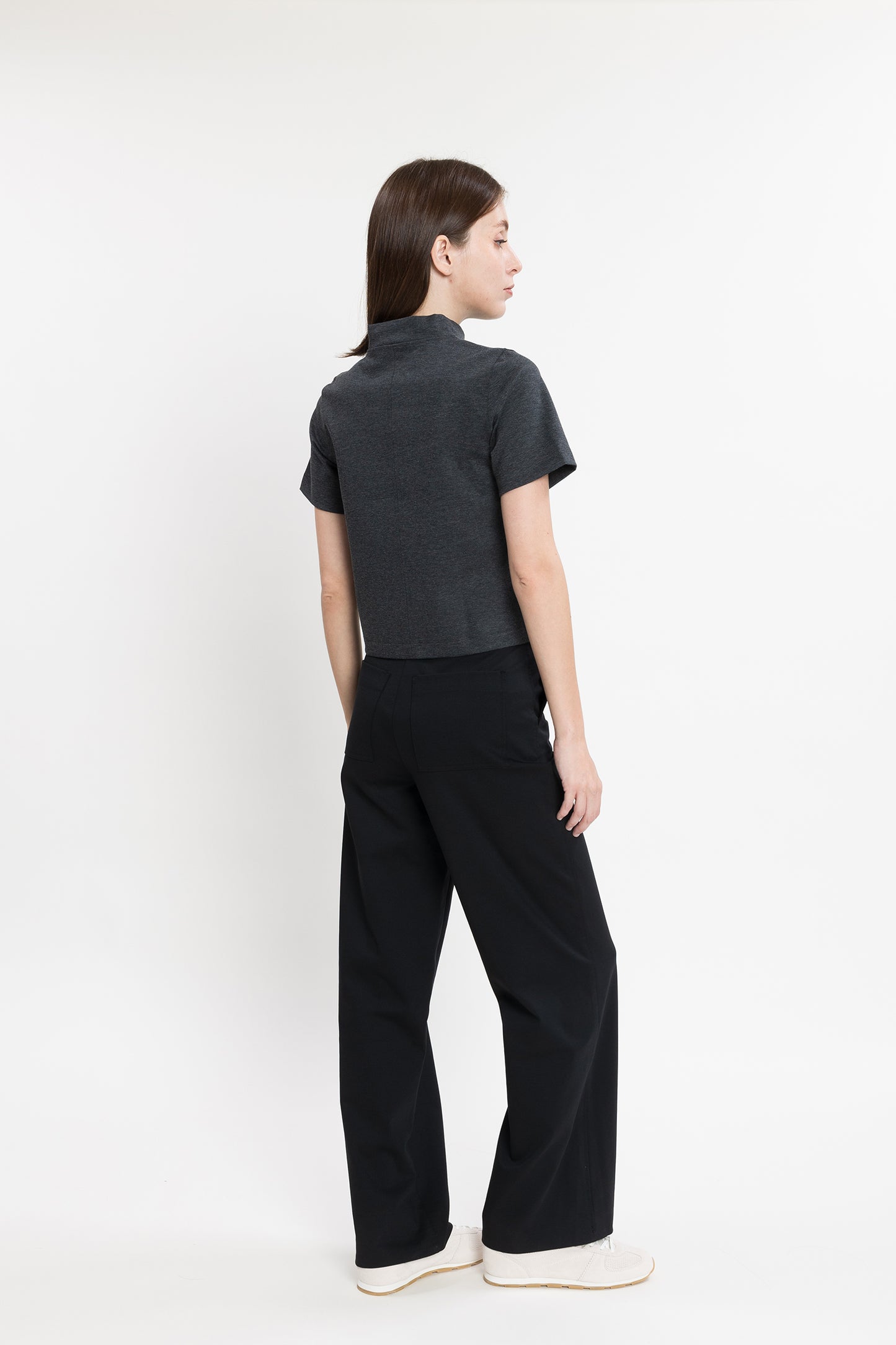 Mockneck Ponte Boxy Top - Shadow