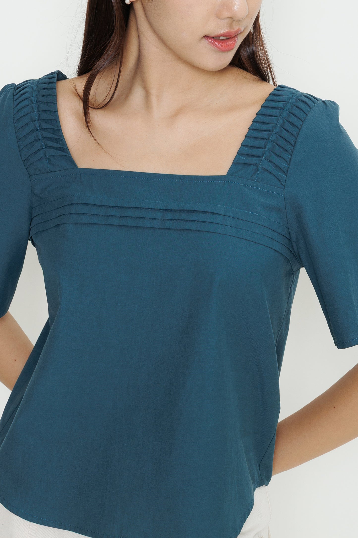 Origami Poplin Blouse - Teal