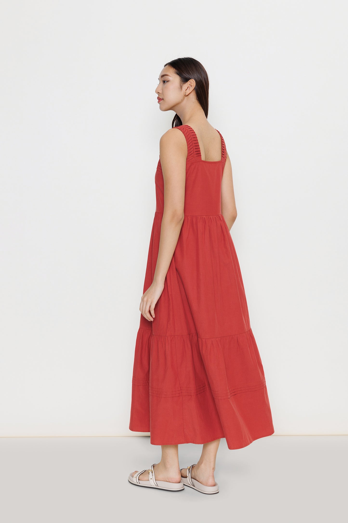 Origami Poplin Midi Dress - Hibiscus