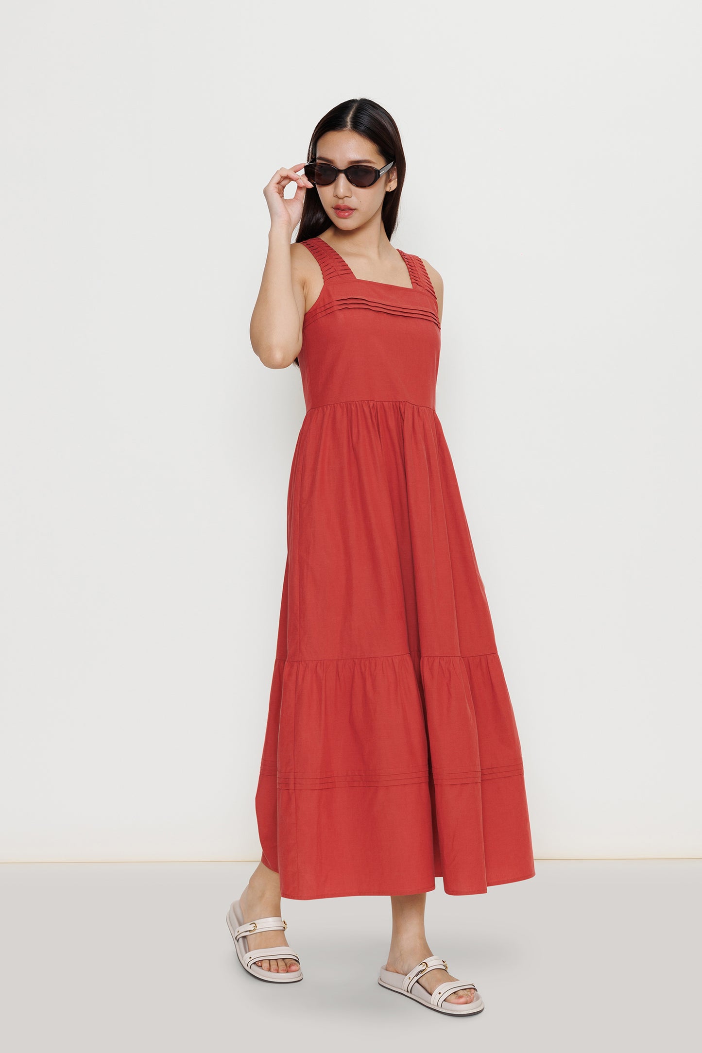 Origami Poplin Midi Dress - Hibiscus