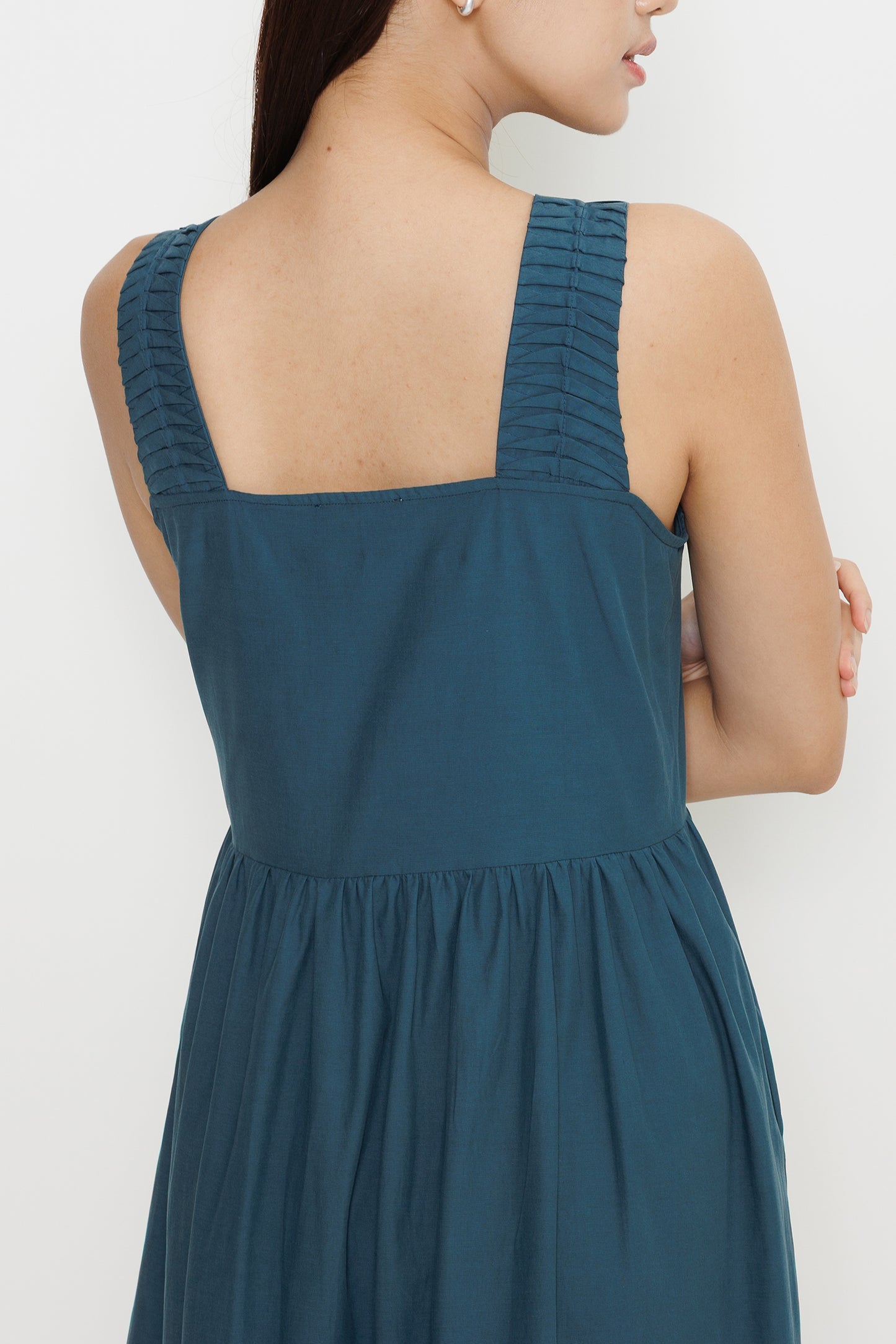 Origami Poplin Midi Dress - Teal