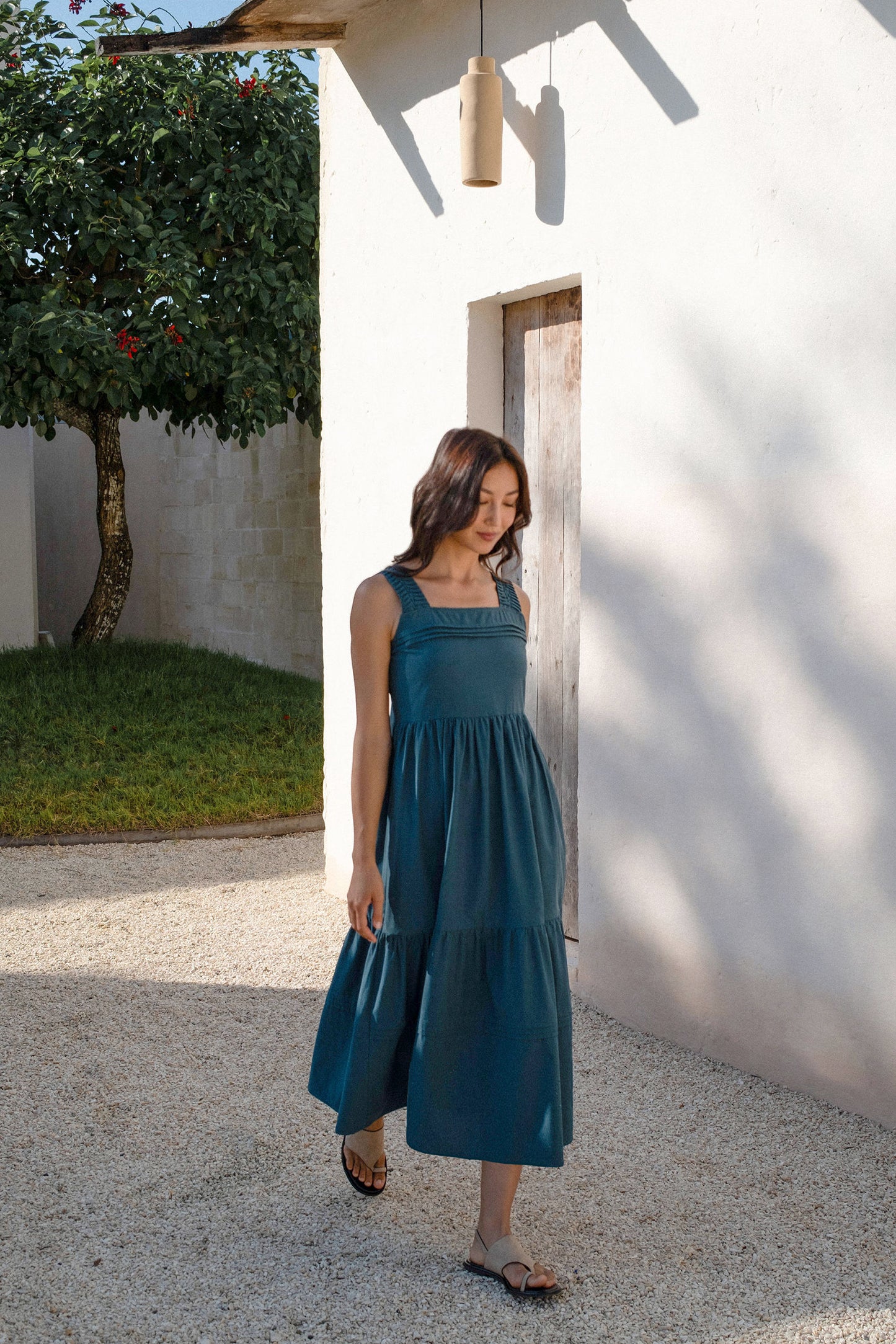 Origami Poplin Midi Dress - Teal