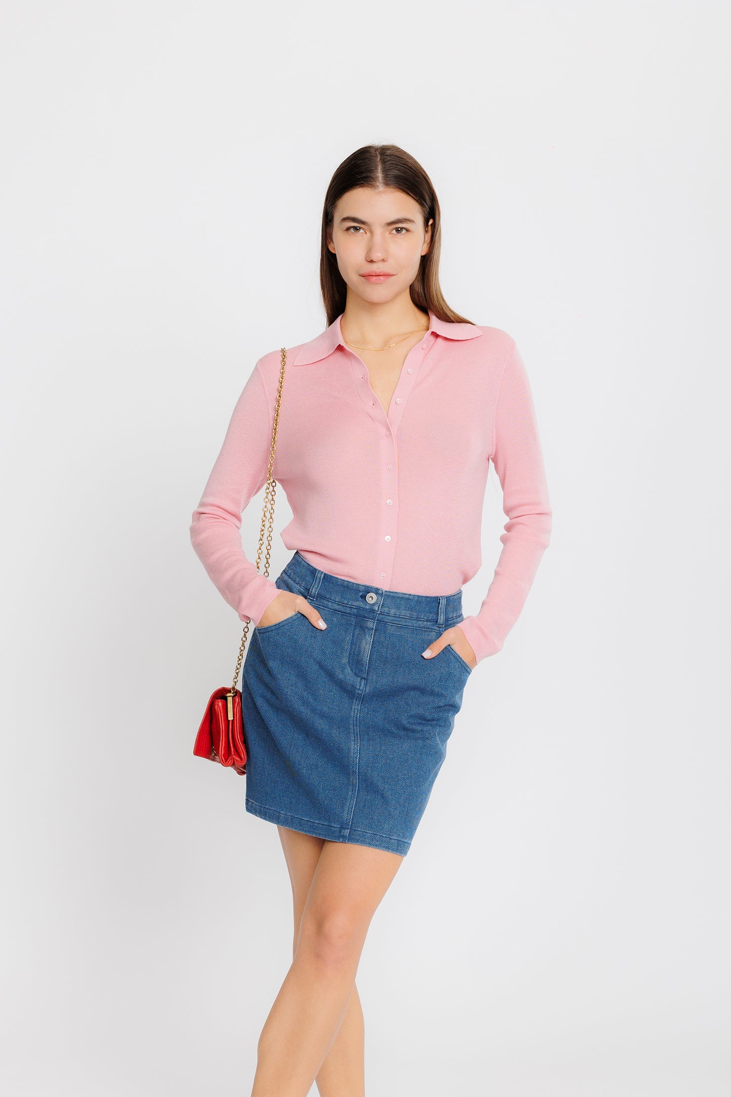 Polo Wool Cardigan - Rose