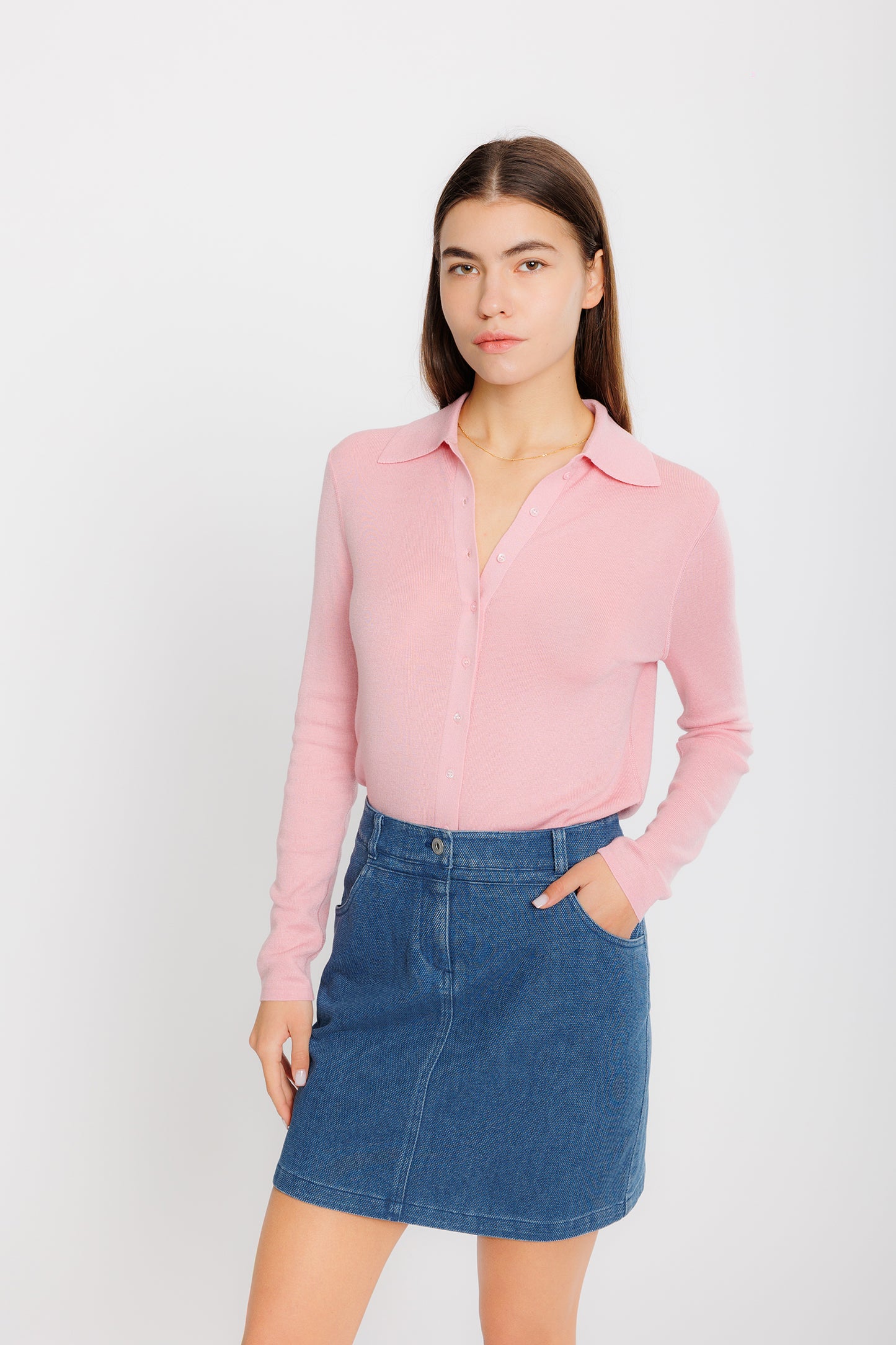 Polo Wool Cardigan - Rose