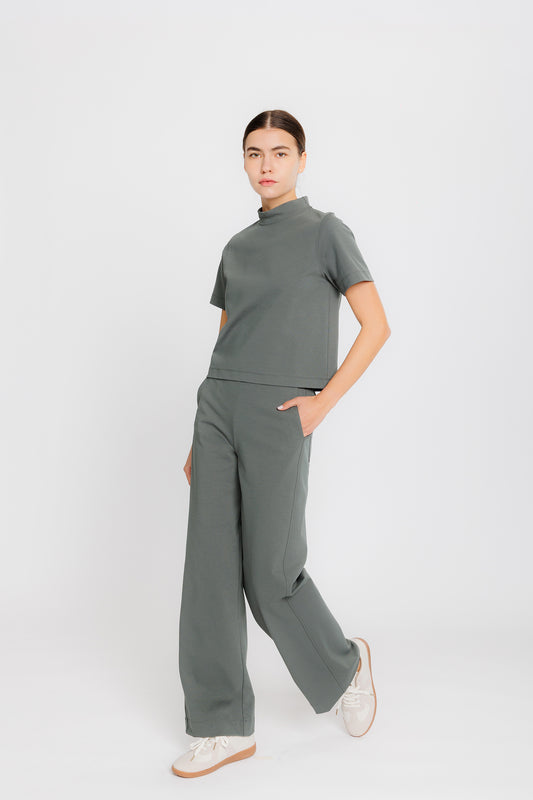 Pull-on Ponte Wide Pant -  Sage