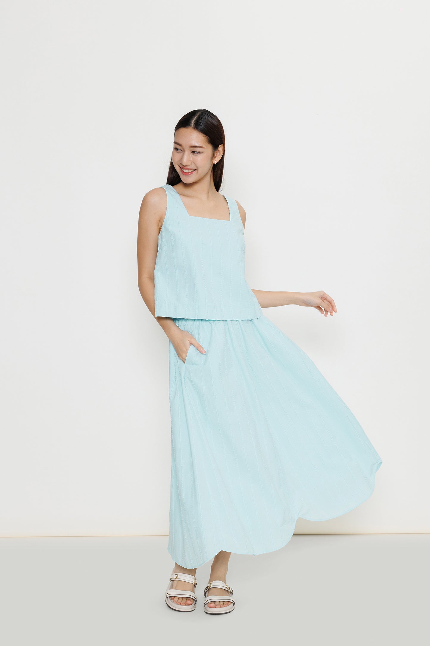 Pull-on Flocked Poplin Skirt - Mint