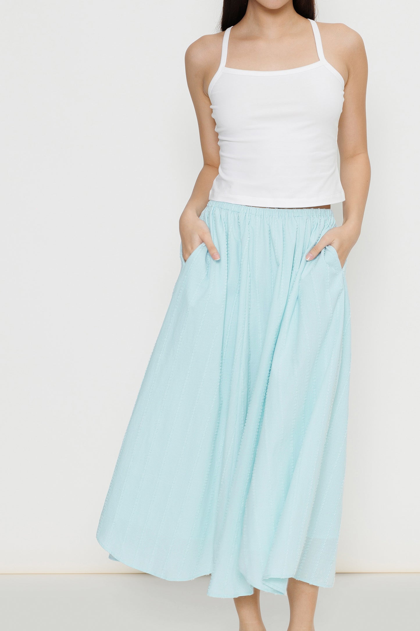 Pull-on Flocked Poplin Skirt - Mint