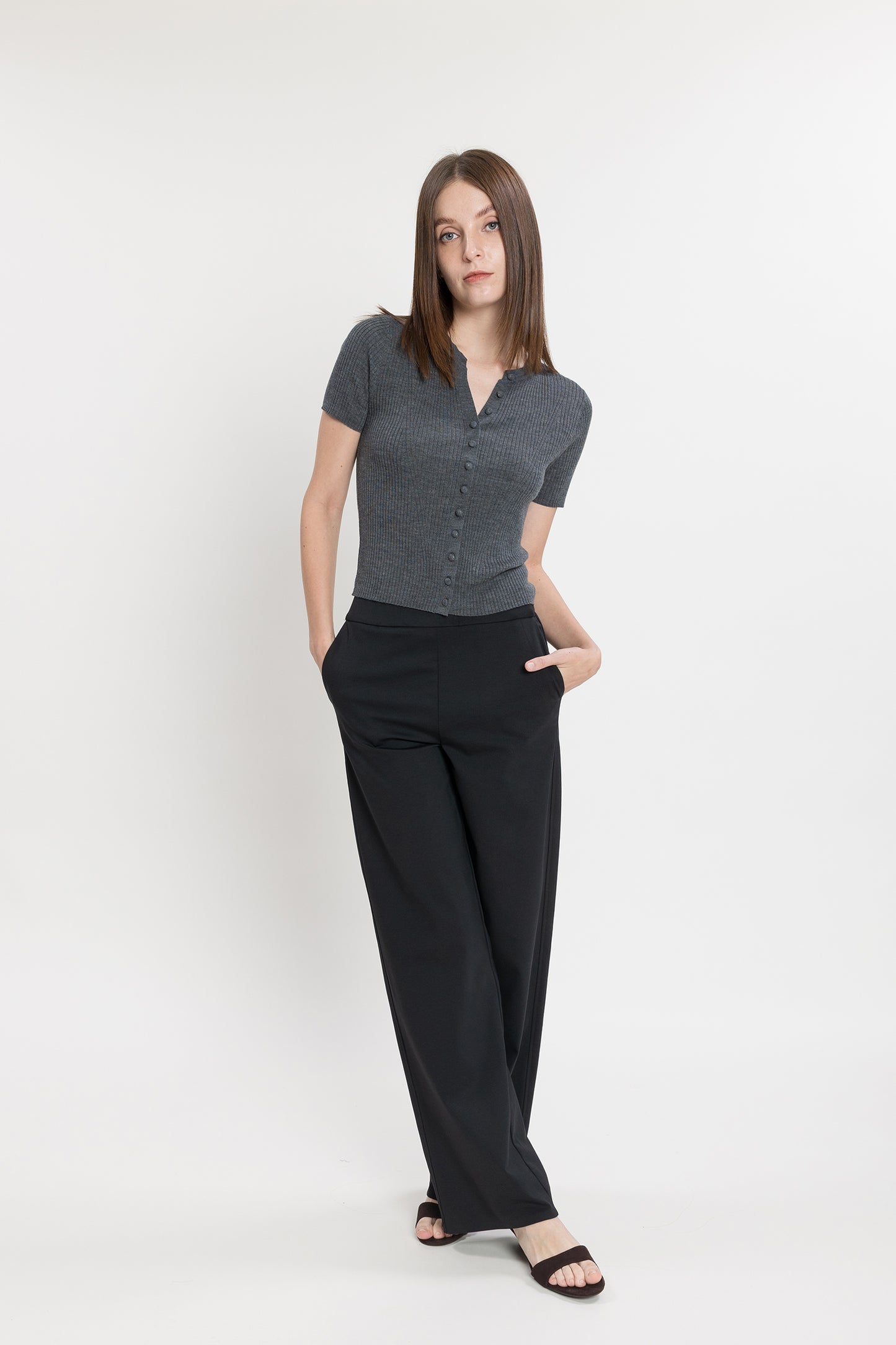 Pull-on Ponte Wide Pant - Black