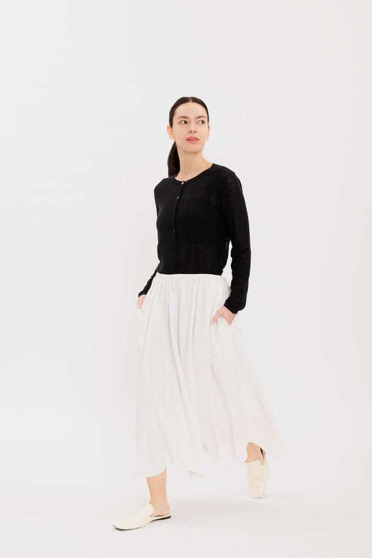 Pull-on Poplin Midi Skirt - Cloud