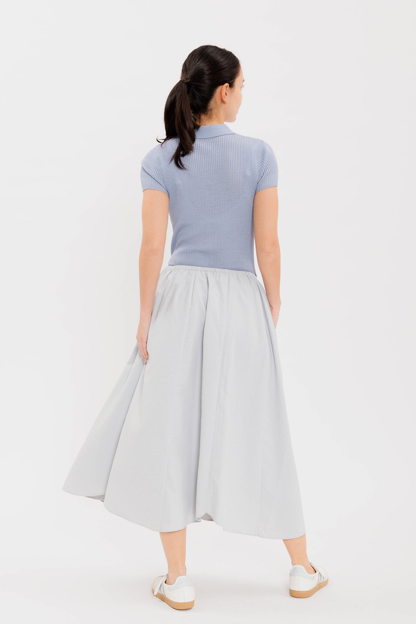 Pull-on Poplin Midi Skirt - Feather
