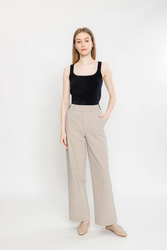 Pull-on Ponte Wide Pant -  Clay