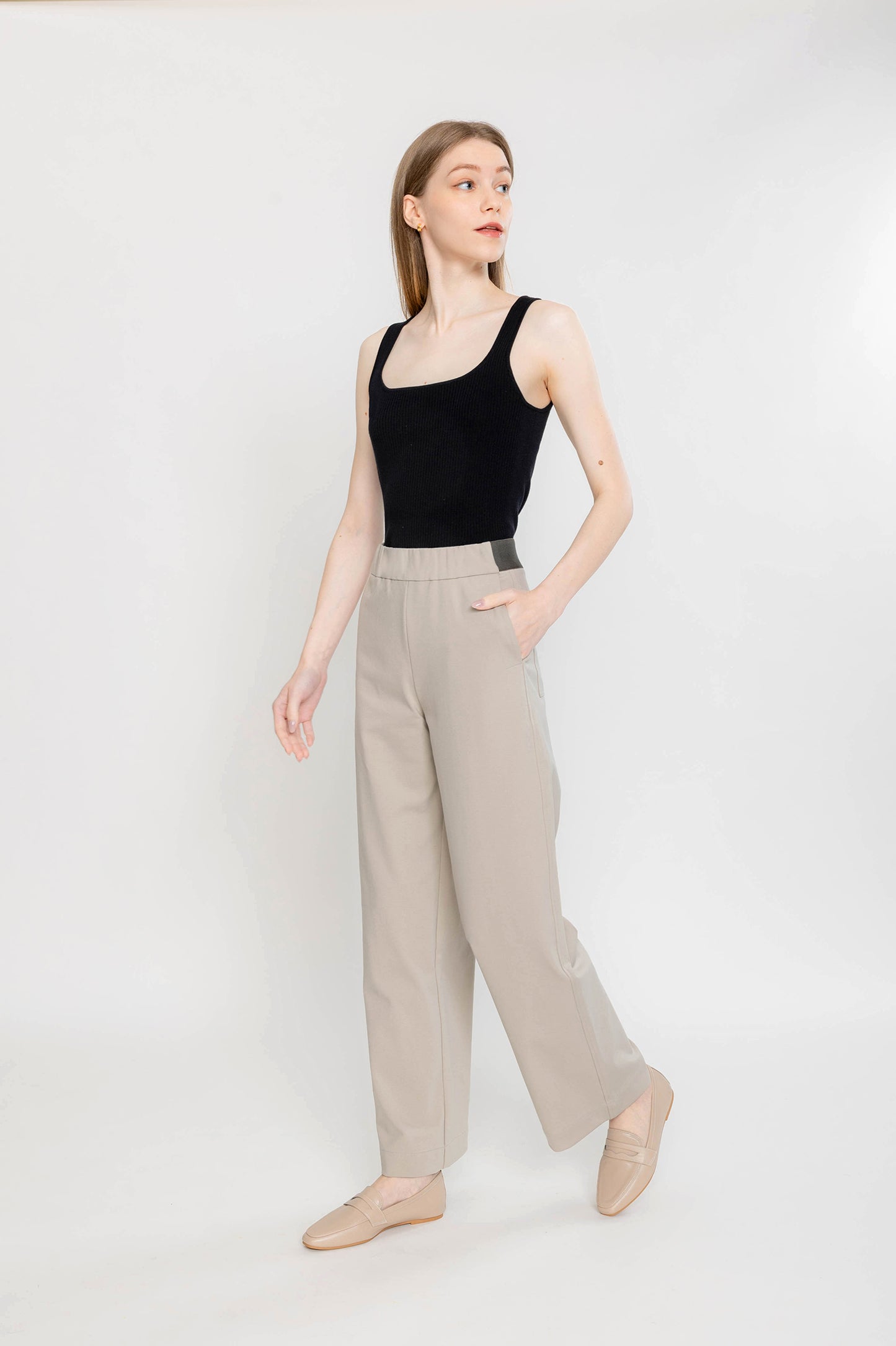 Pull-on Ponte Wide Pant -  Clay