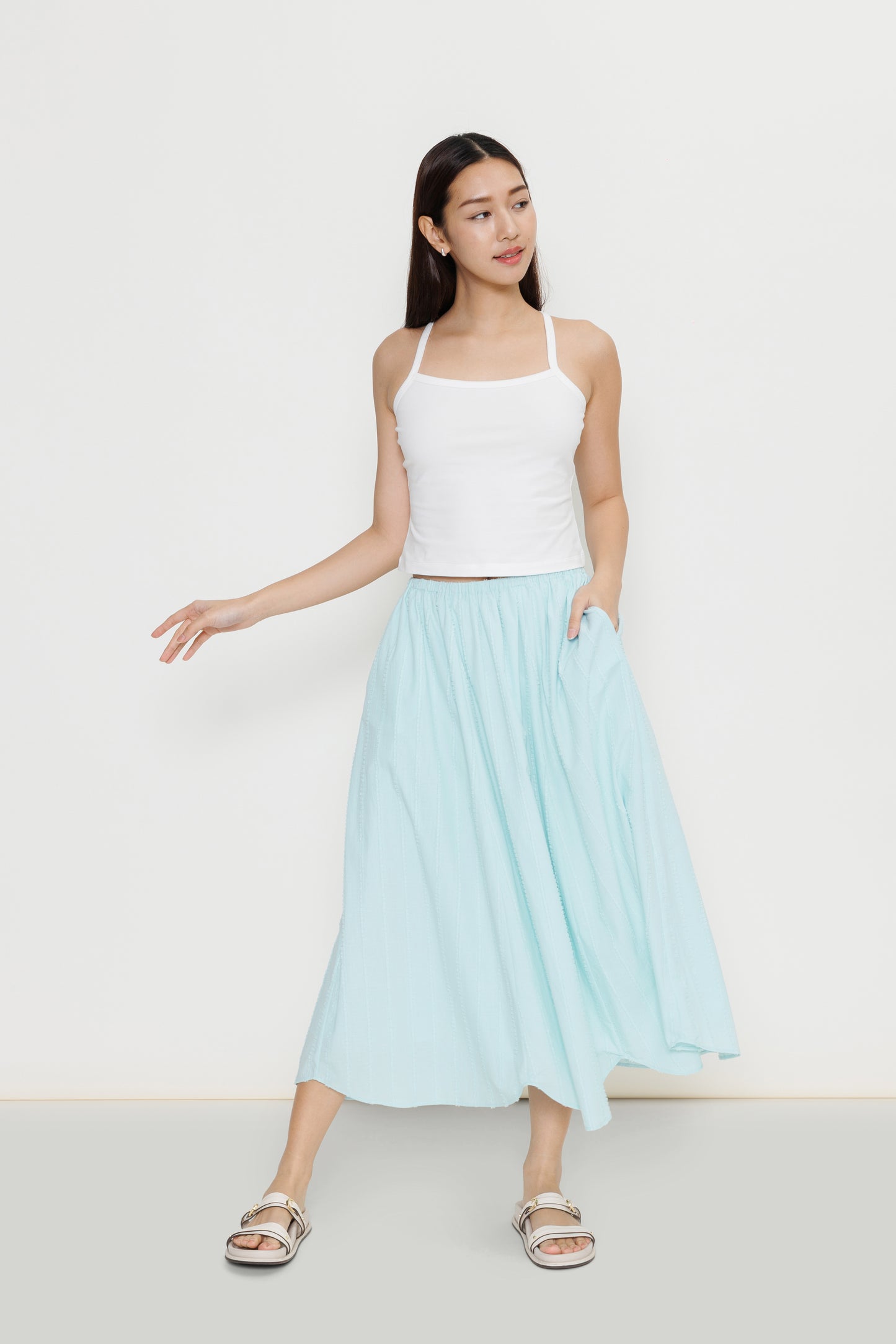Pull-on Flocked Poplin Skirt - Mint