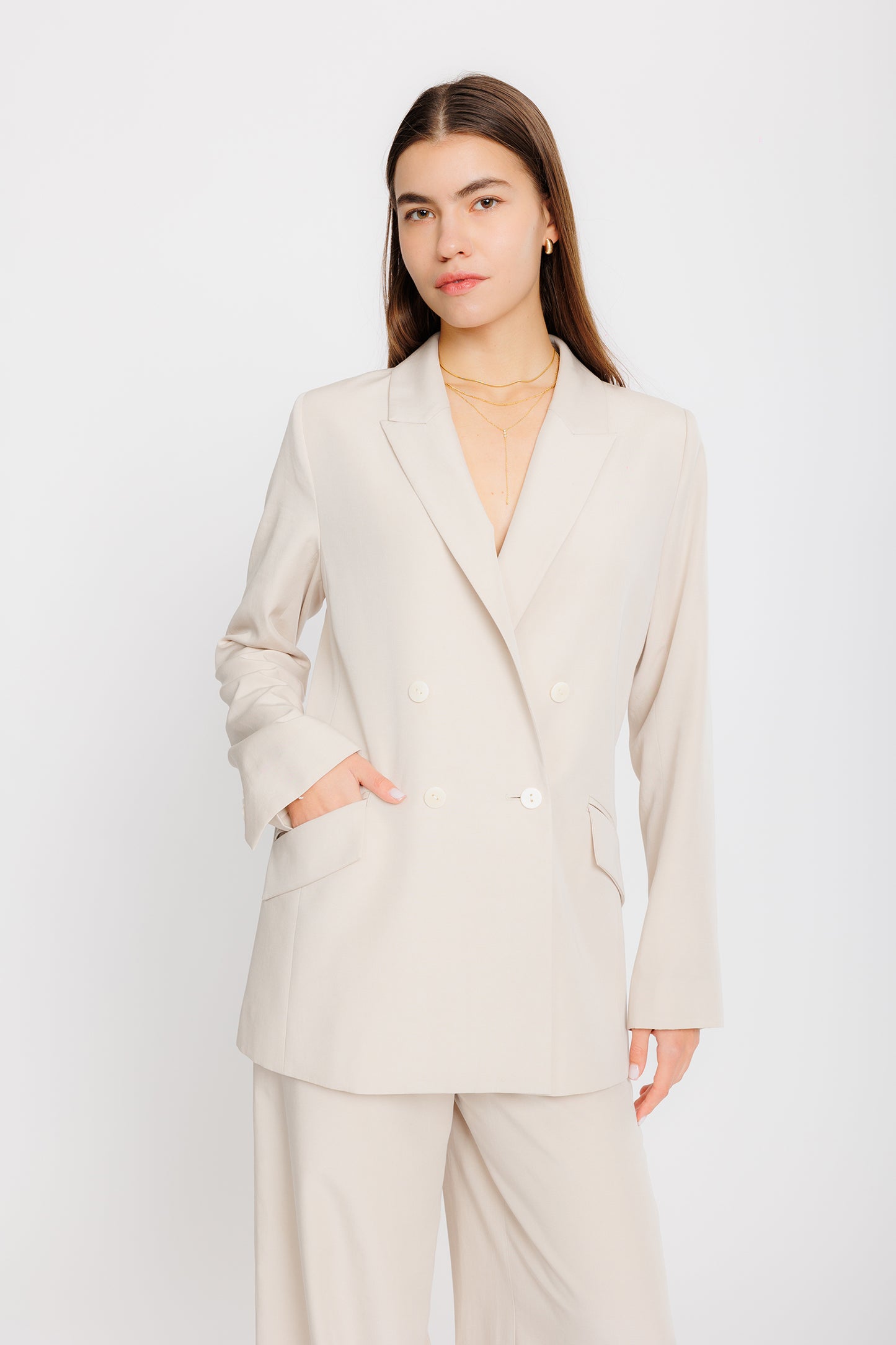 Relaxed Classic Tencel Blazer - Biscuit