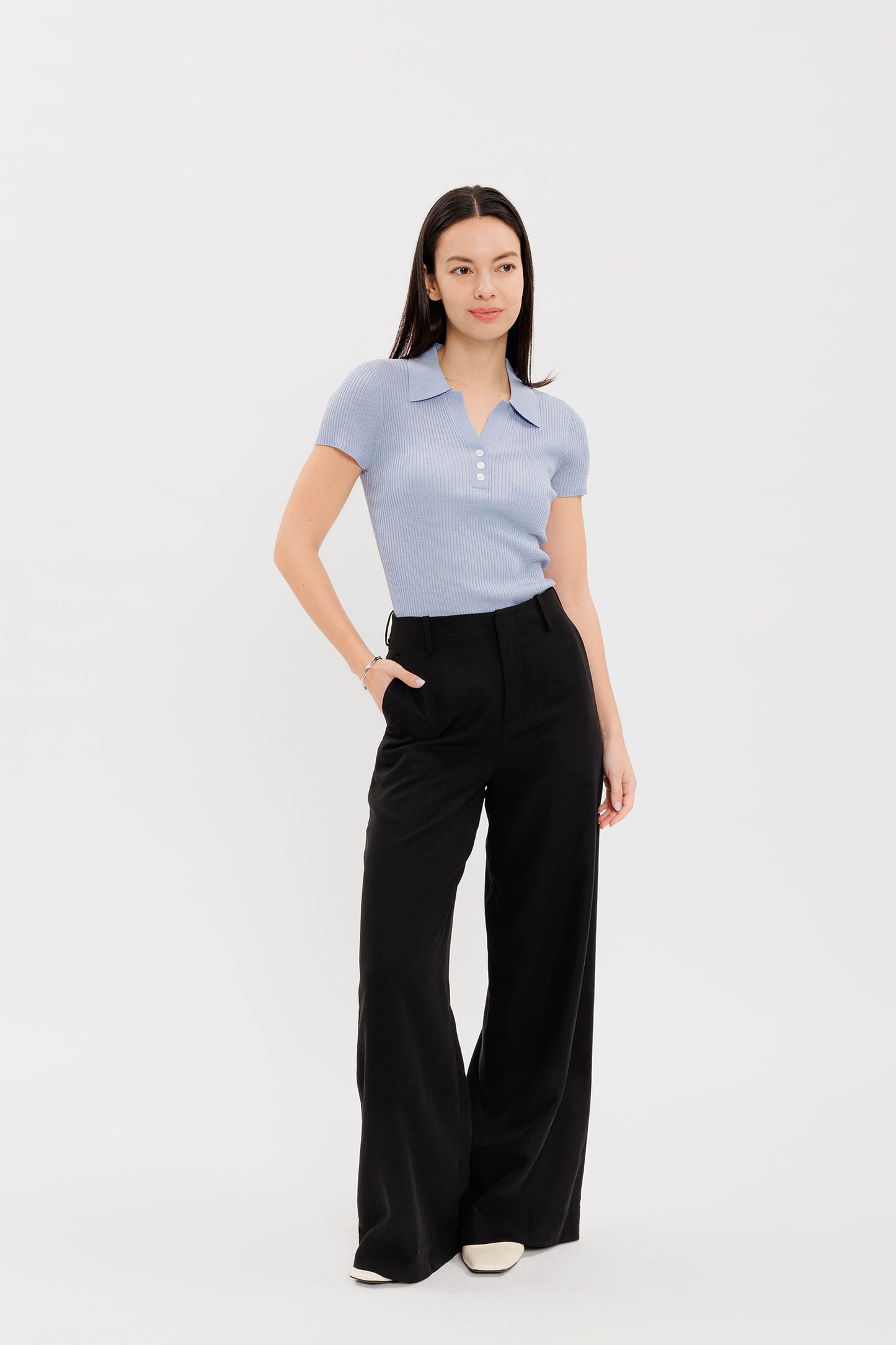 Tailored Tencel Wide Trouser - Black