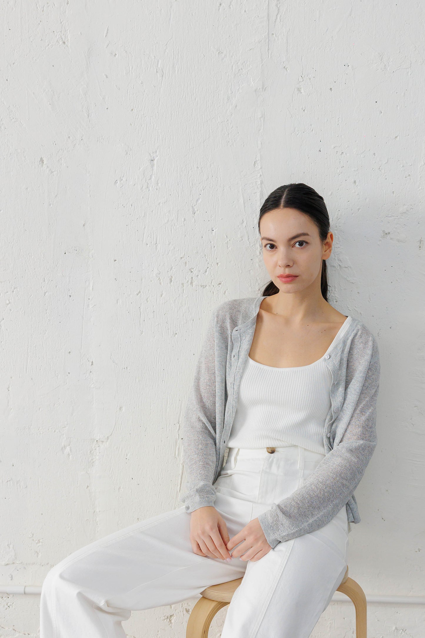 Sheer Linen Cardigan - Grey Silver