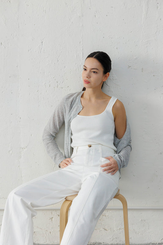 Sheer Linen Cardigan - Grey Silver