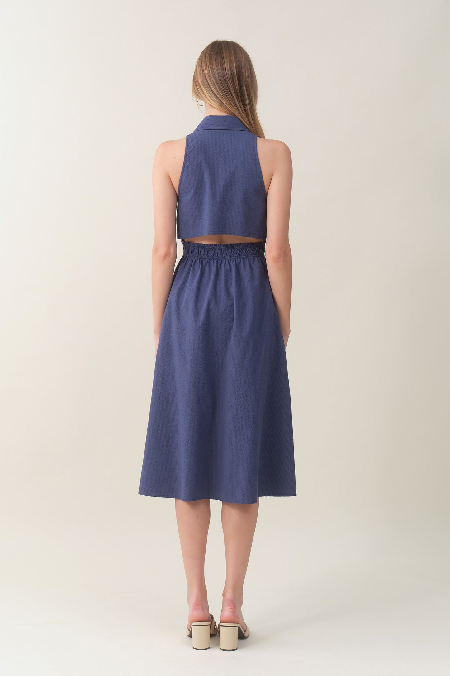 Sleeveless Midi Shirtdress - Deepwater